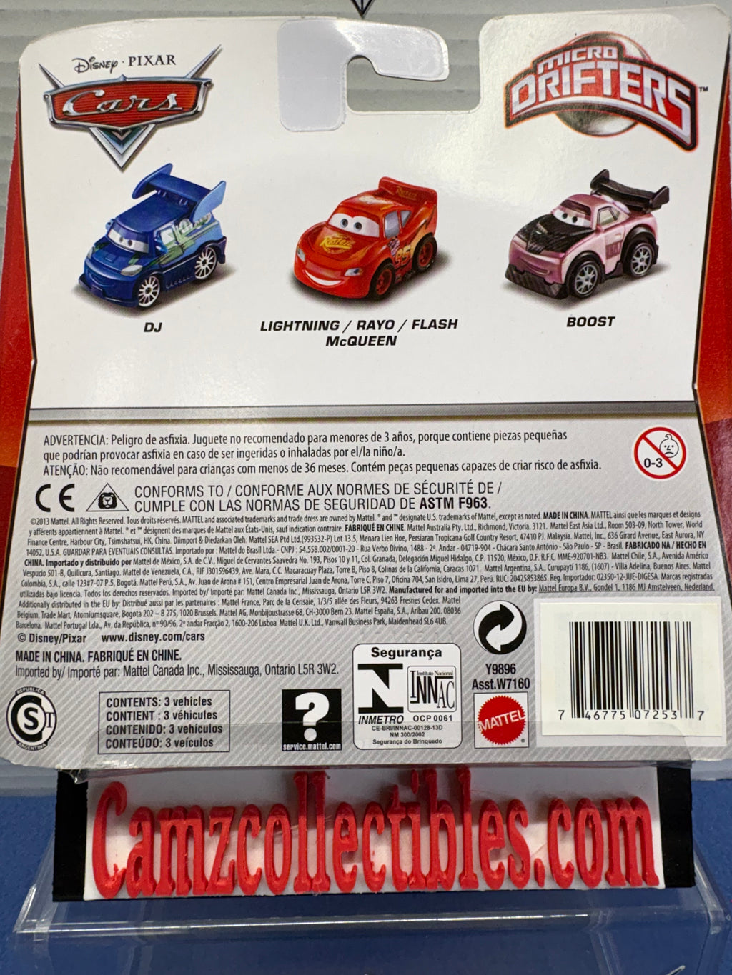 Disney Pixar Cars Micro Drifters 3 Pack DJ, Lightning McQueen, Boost