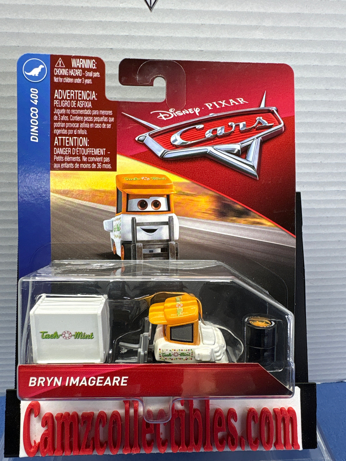 Disney Pixar Cars Bryn Imageare Dinoco 400 card VHTF