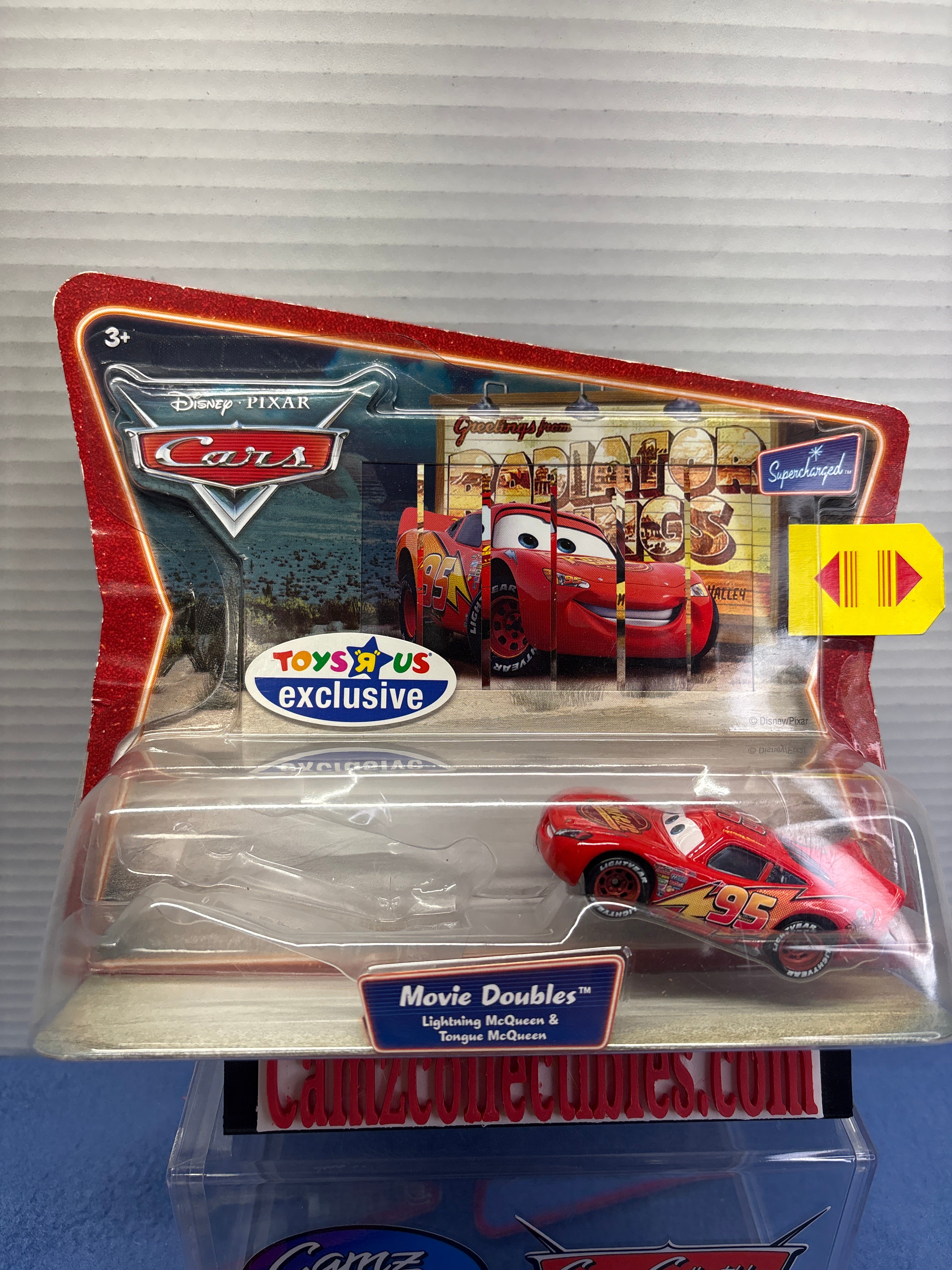 Disney Pixar Cars Toys R Us Exclusive Movie Doubles Supercharged Lightning McQueen(missing Tongue McQueen)