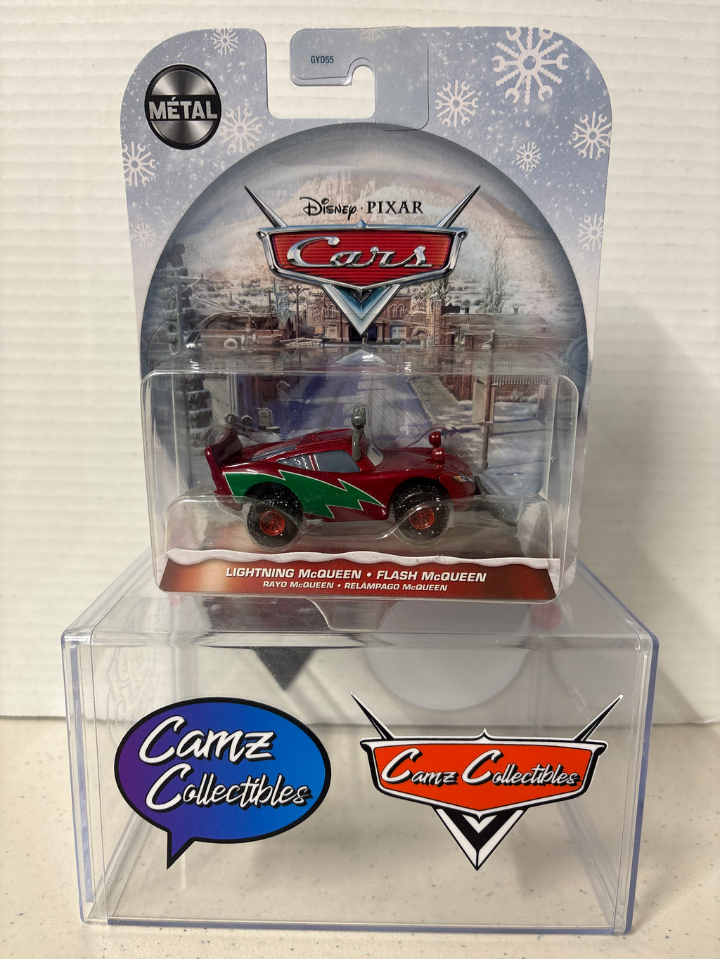 Disney Pixar Cars Christmas Lightning McQueen on metal 2021 card