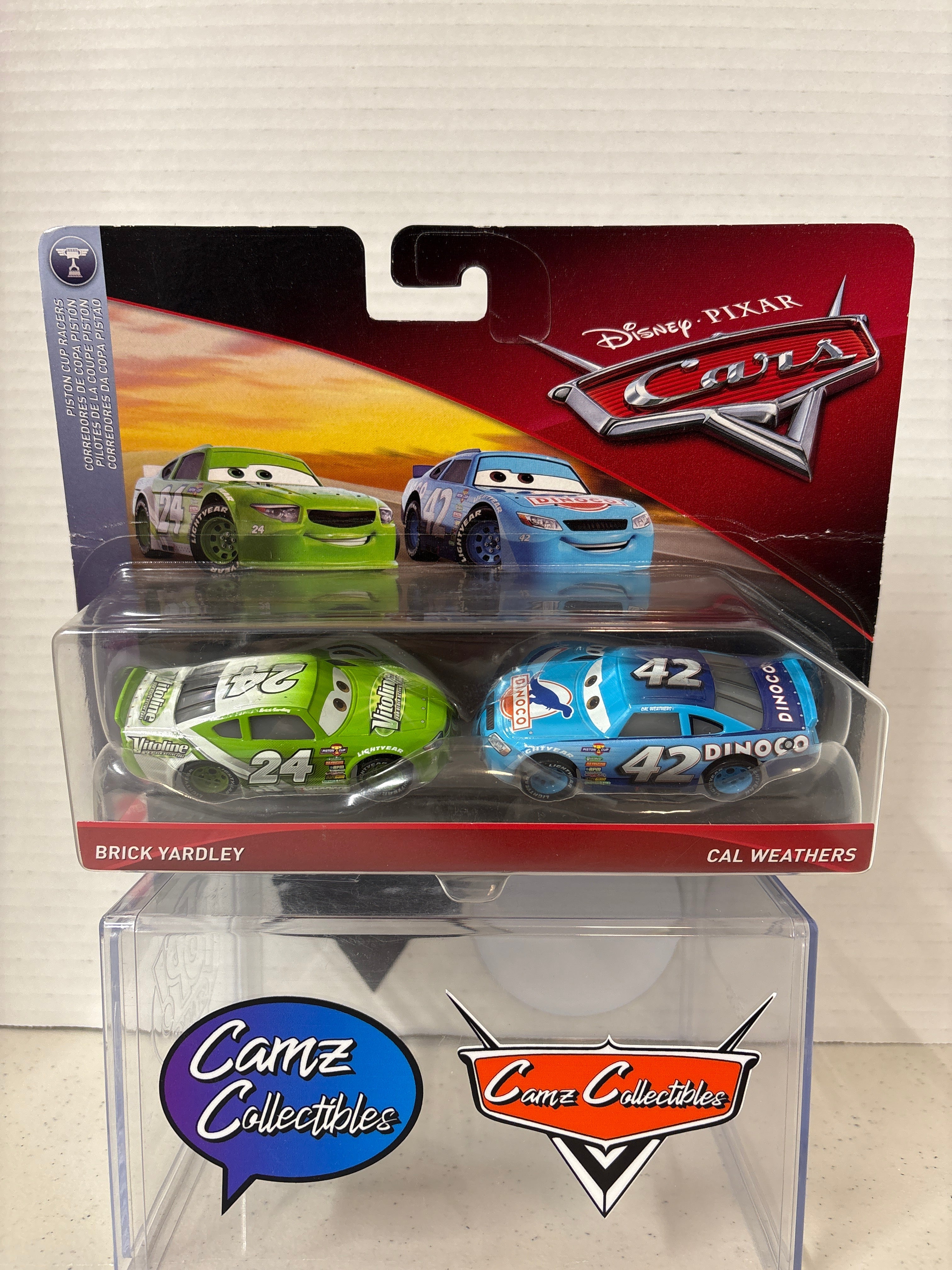 Disney Pixar Cars 2-pack Piston Cup Racers Brick Yardley & Cal Weathers