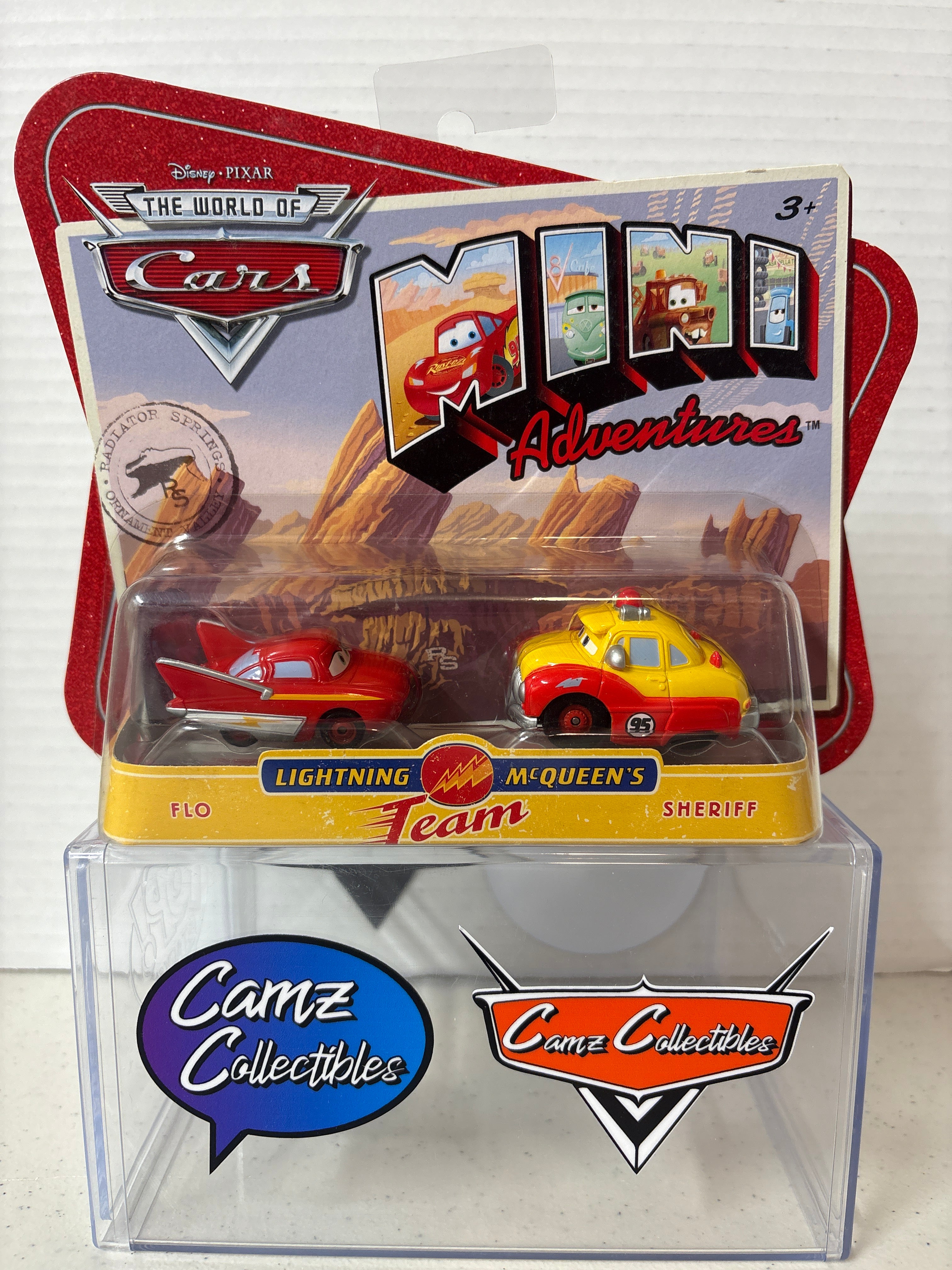 Disney Pixar Cars Mini Adventures Lightning McQueen's Team Flo & Sheriff