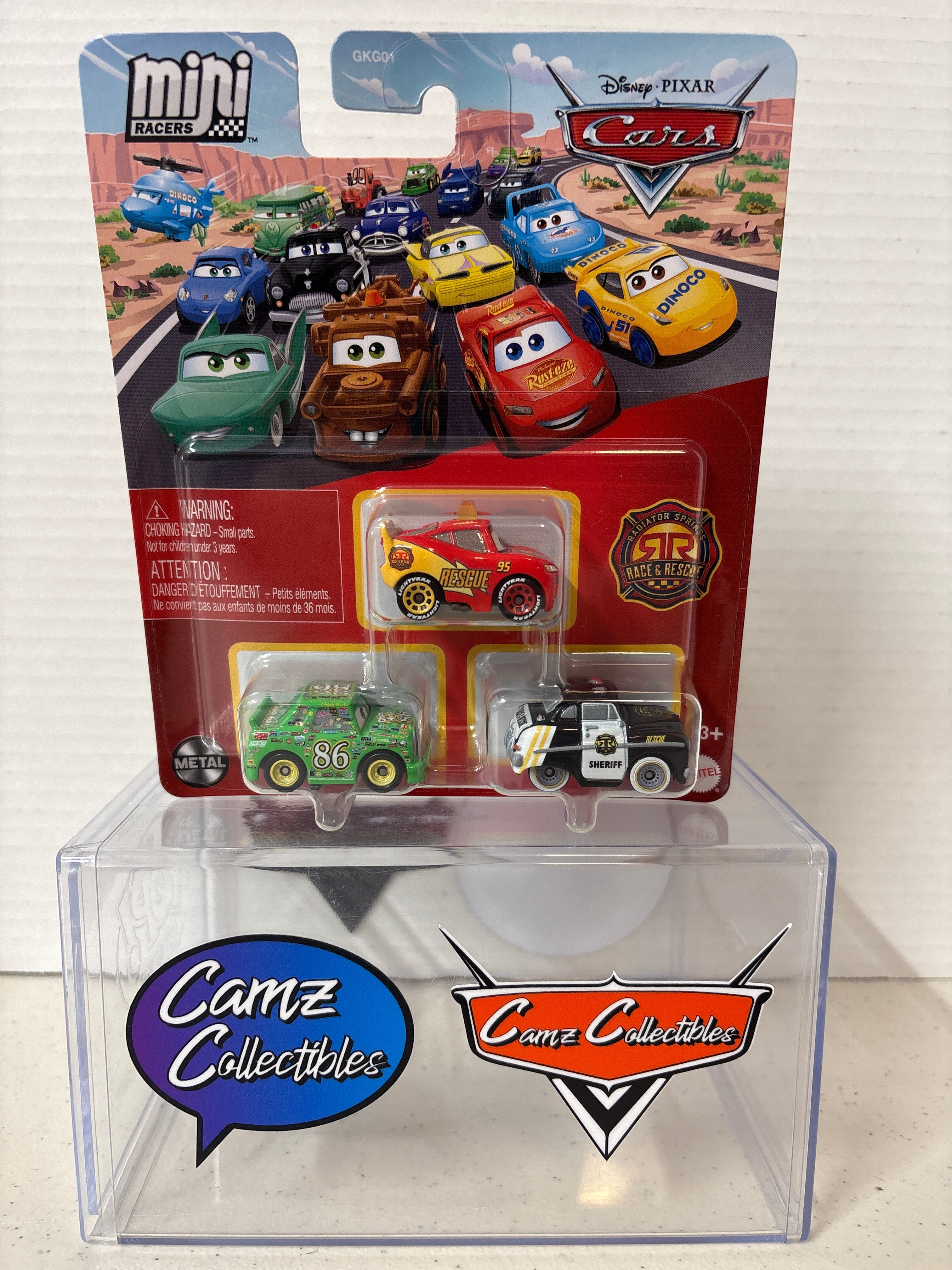 Disney Pixar Cars Mini Racers - Race & Rescue Chick Hicks, Lightning McQueen & Sheriff