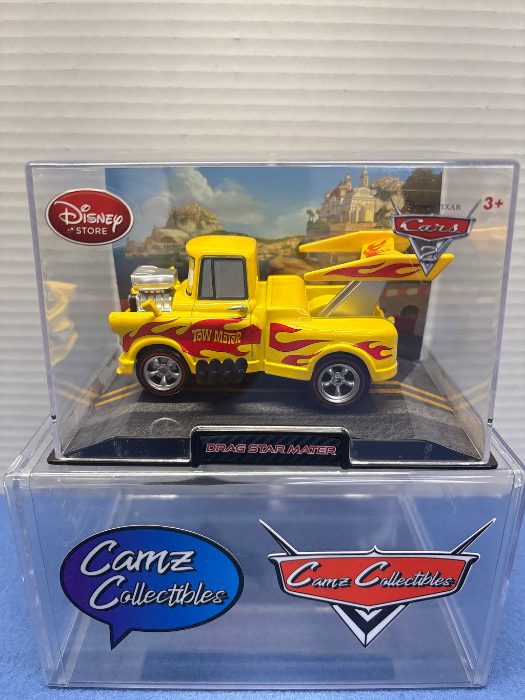 Disney Pixar Cars 2 Disney Store 1:43 Drag Star Mater (Hot Rod Mater)