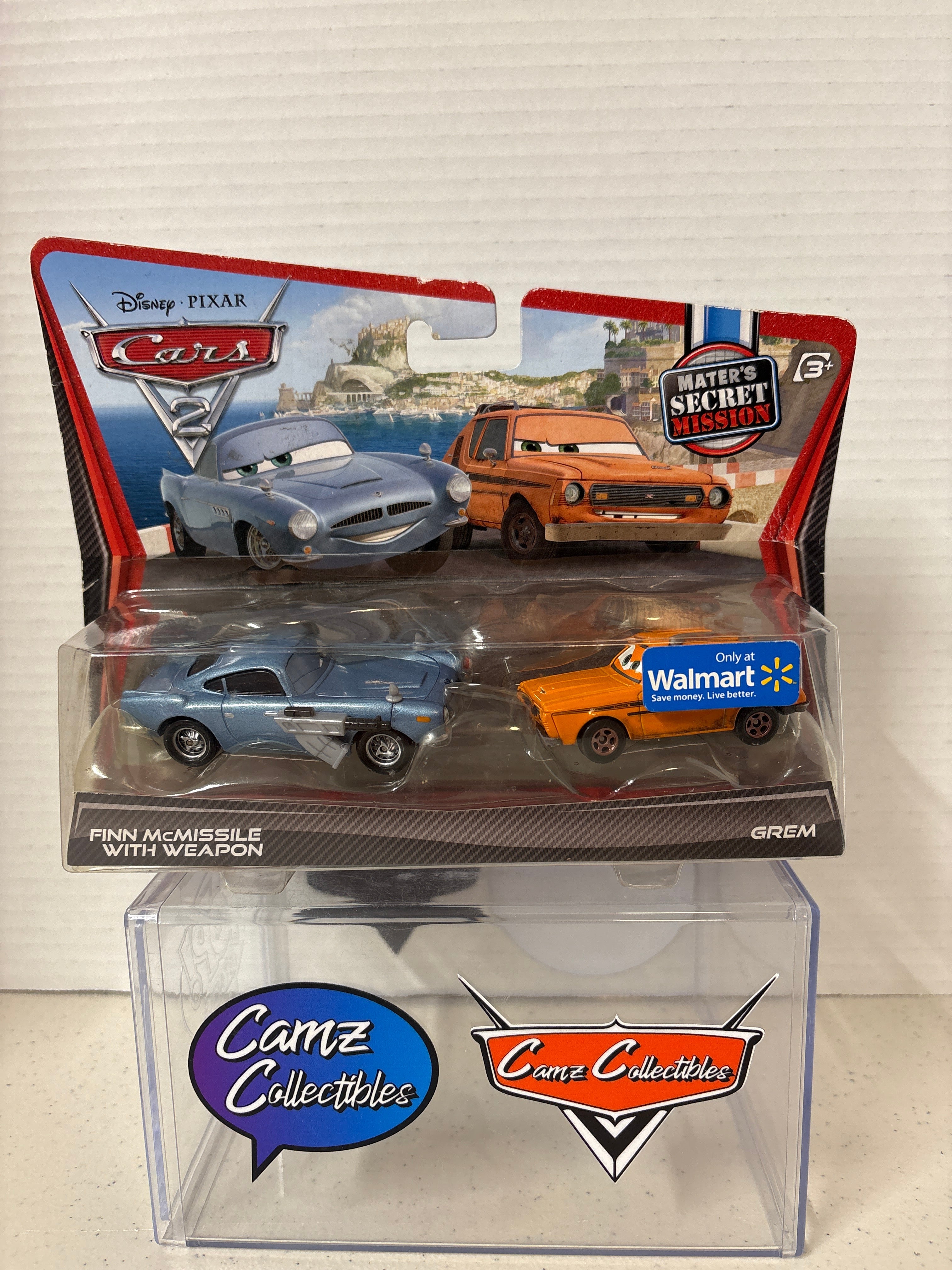 Disney Pixar Cars 2 Finn McMissile with Weapon & Grem Mater's Secret Mission Walmart Exclusive