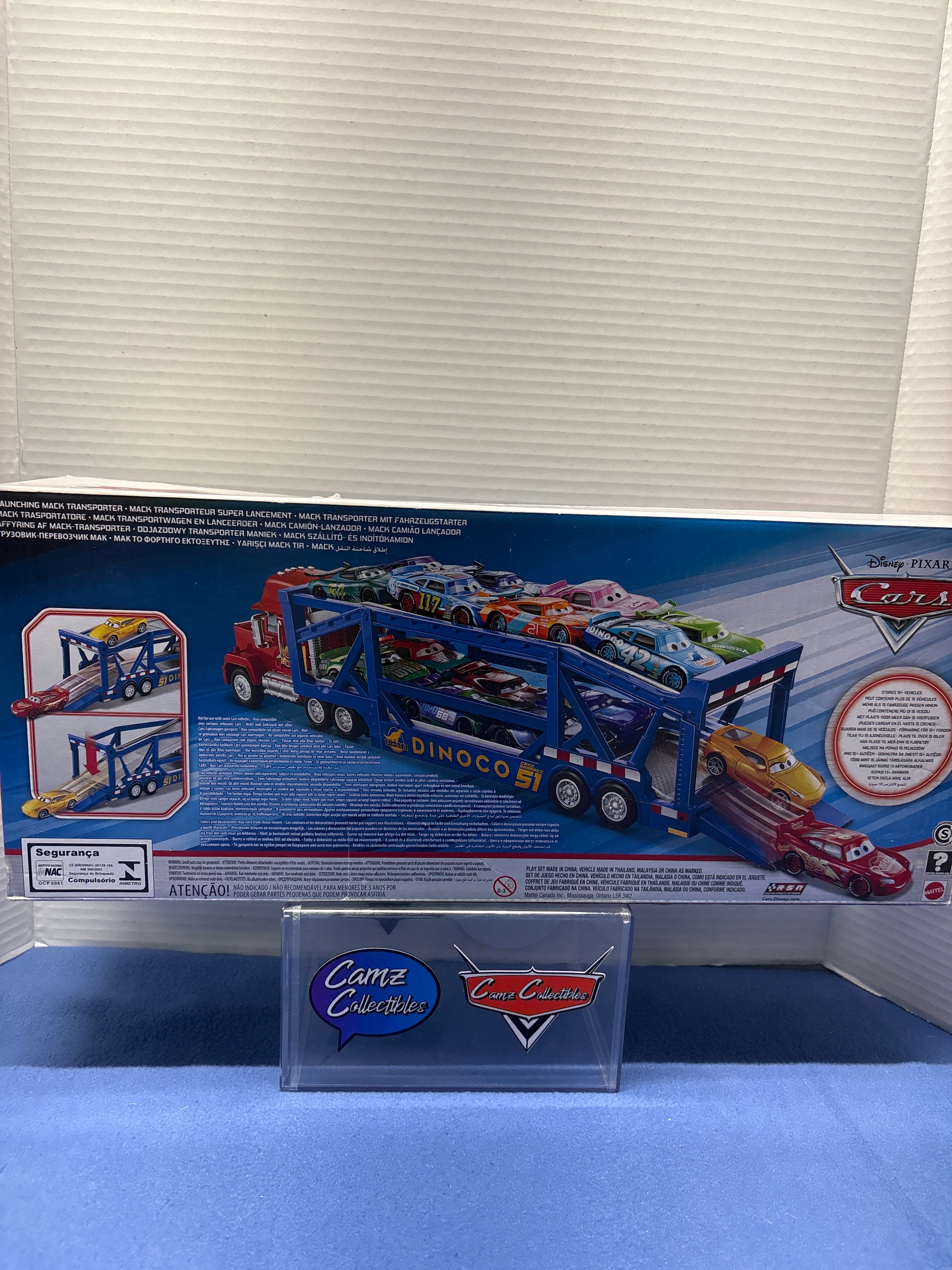 Disney Pixar Cars Launching Mack Transporter Dinoco Cruz Ramirez Trailer VHTF