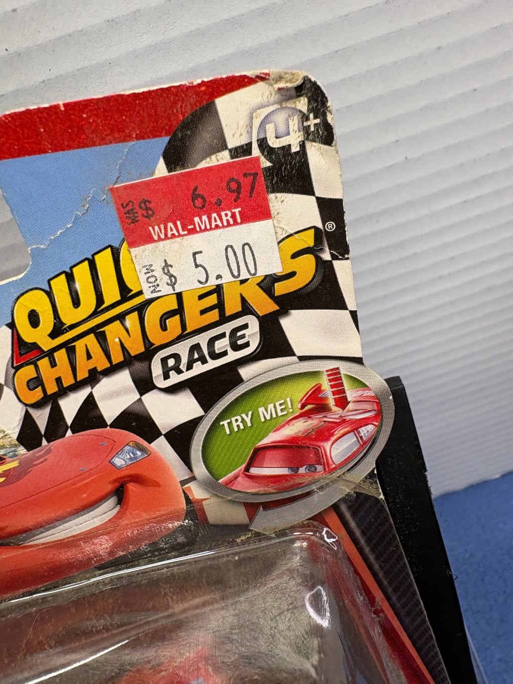 Disney Pixar Cars Quick Changers Lightning McQueen with crash damage (card condition)