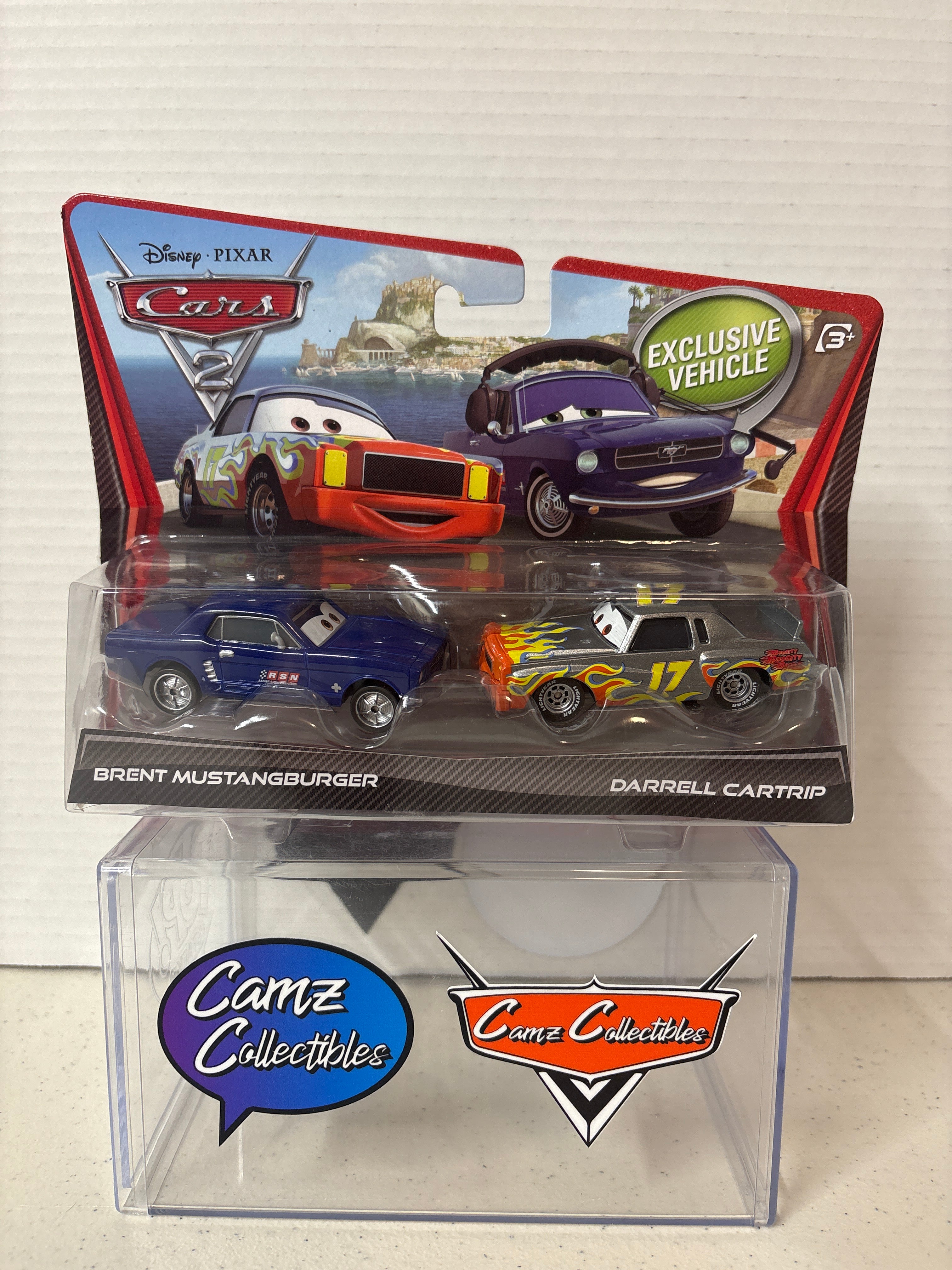 Disney Pixar Cars 2 two-pack Brent Mustangburger and Darrel Cartrip Exclsuive Vehicle