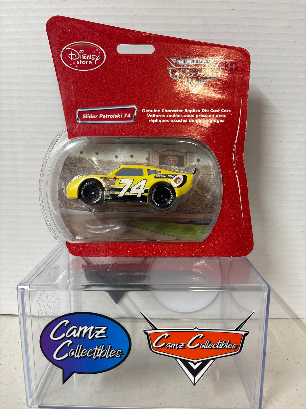 Disney Pixar Cars World of Cars Disney Store Slider Petrolski #74 Sidewall Shine