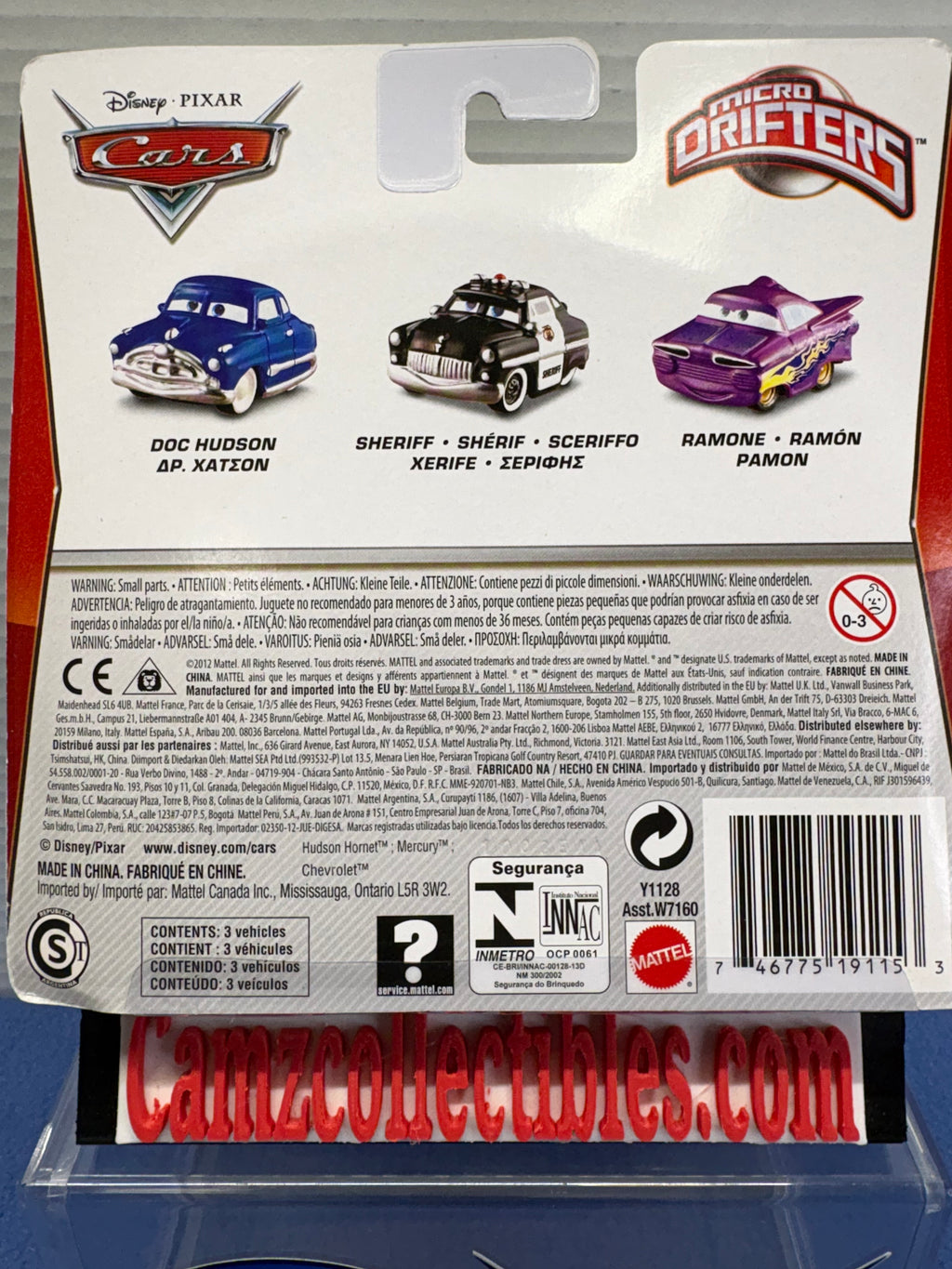 Disney Pixar Cars Micro Drifters 3 Pack Doc Hudson, Sheriff, Ramone