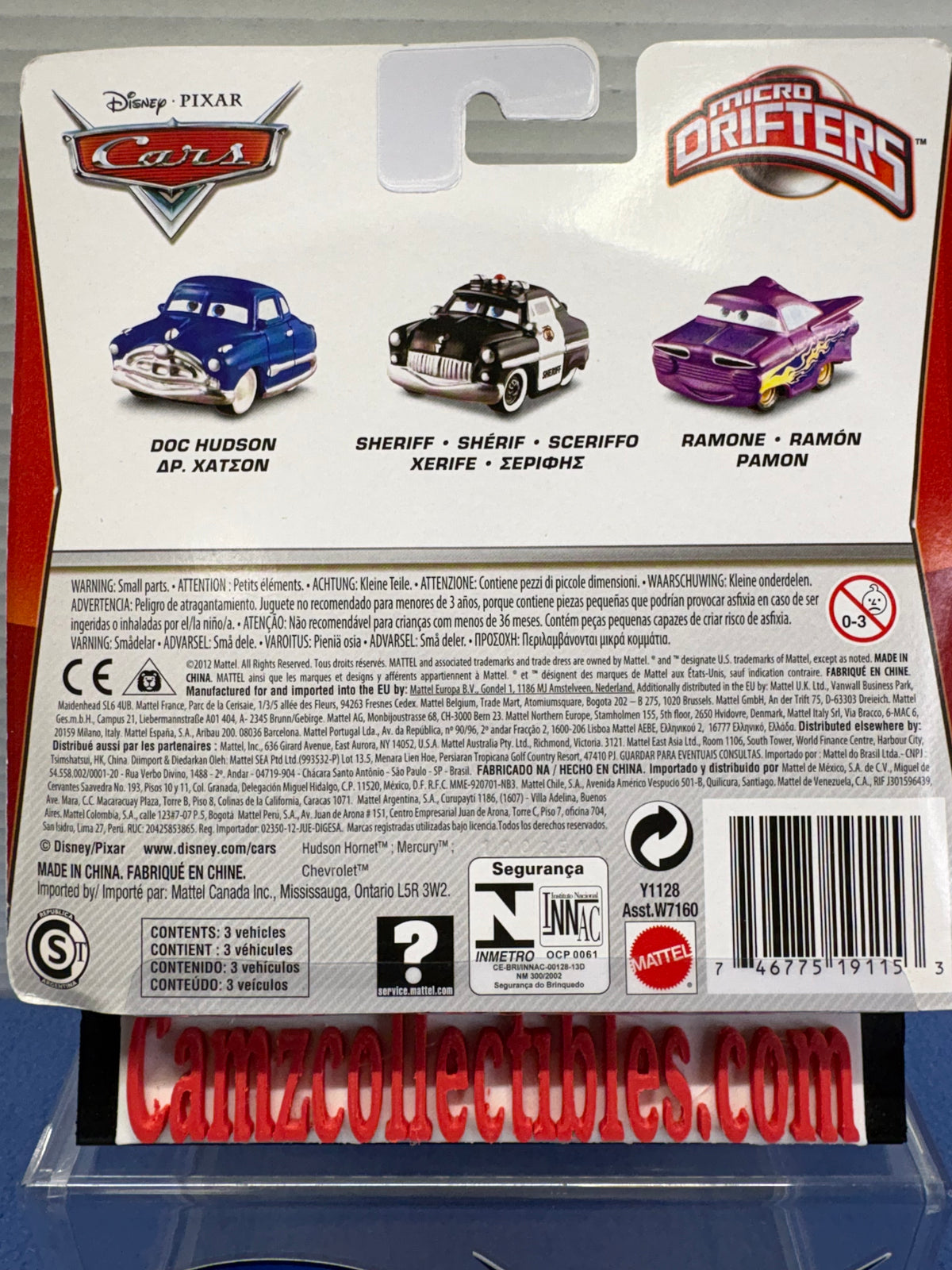 Disney Pixar Cars Micro Drifters 3 Pack Doc Hudson, Sheriff, Ramone