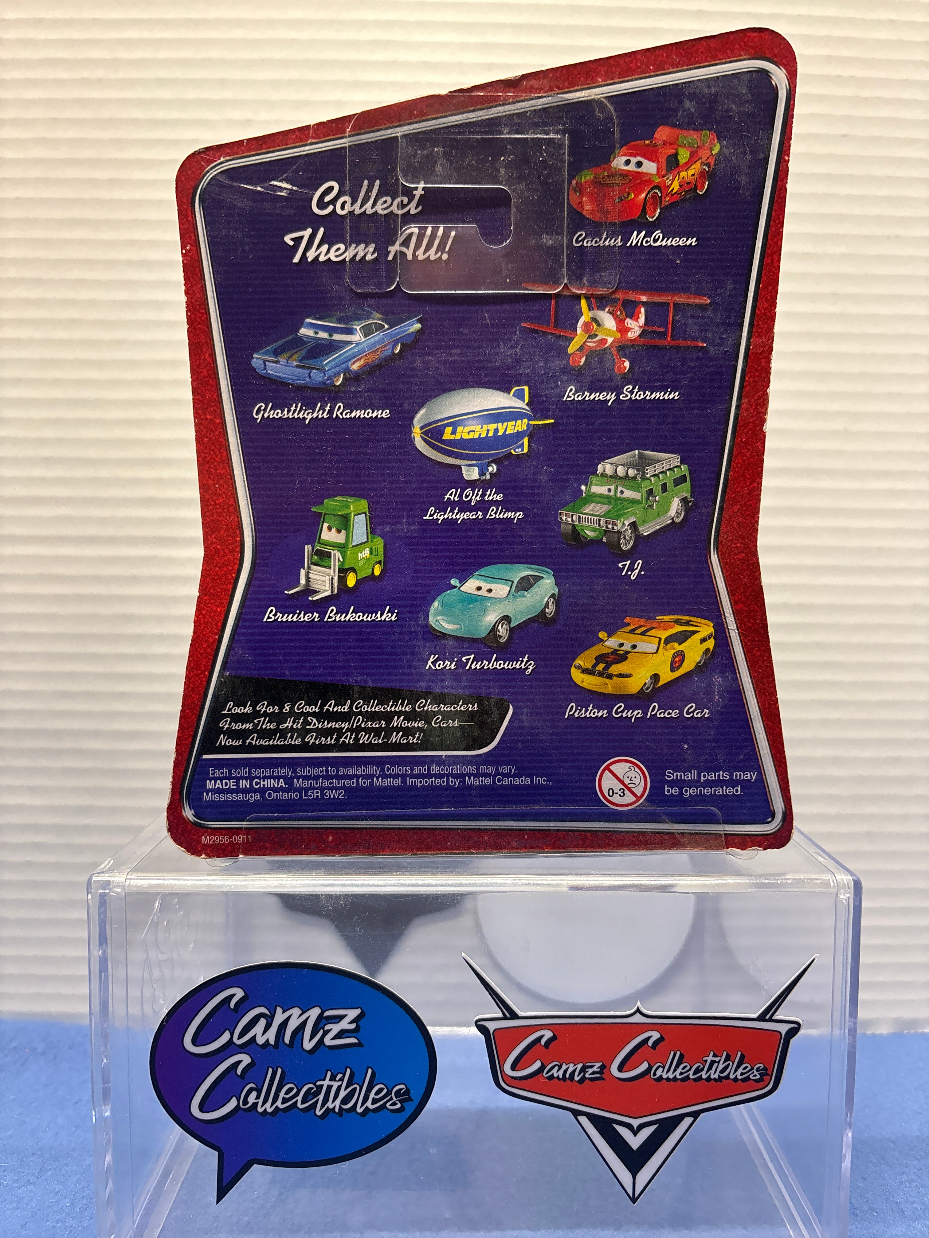 Disney Pixar Cars T.J. with GM logo on bottom of card