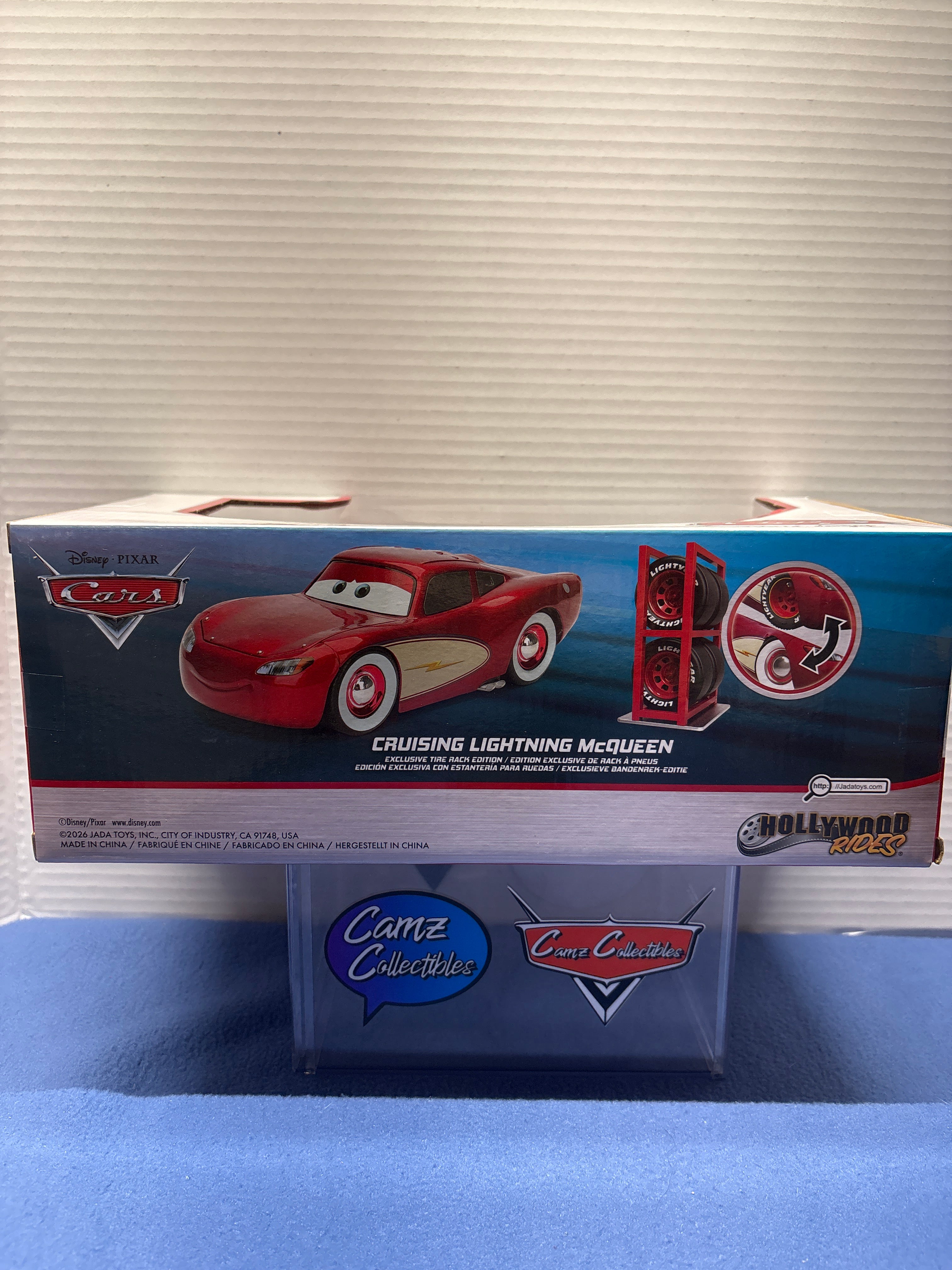 Disney Pixar Cars 1:24 Scale Jada Diecast Cruising Lightning McQueen Exclusive Tire Rack Edition