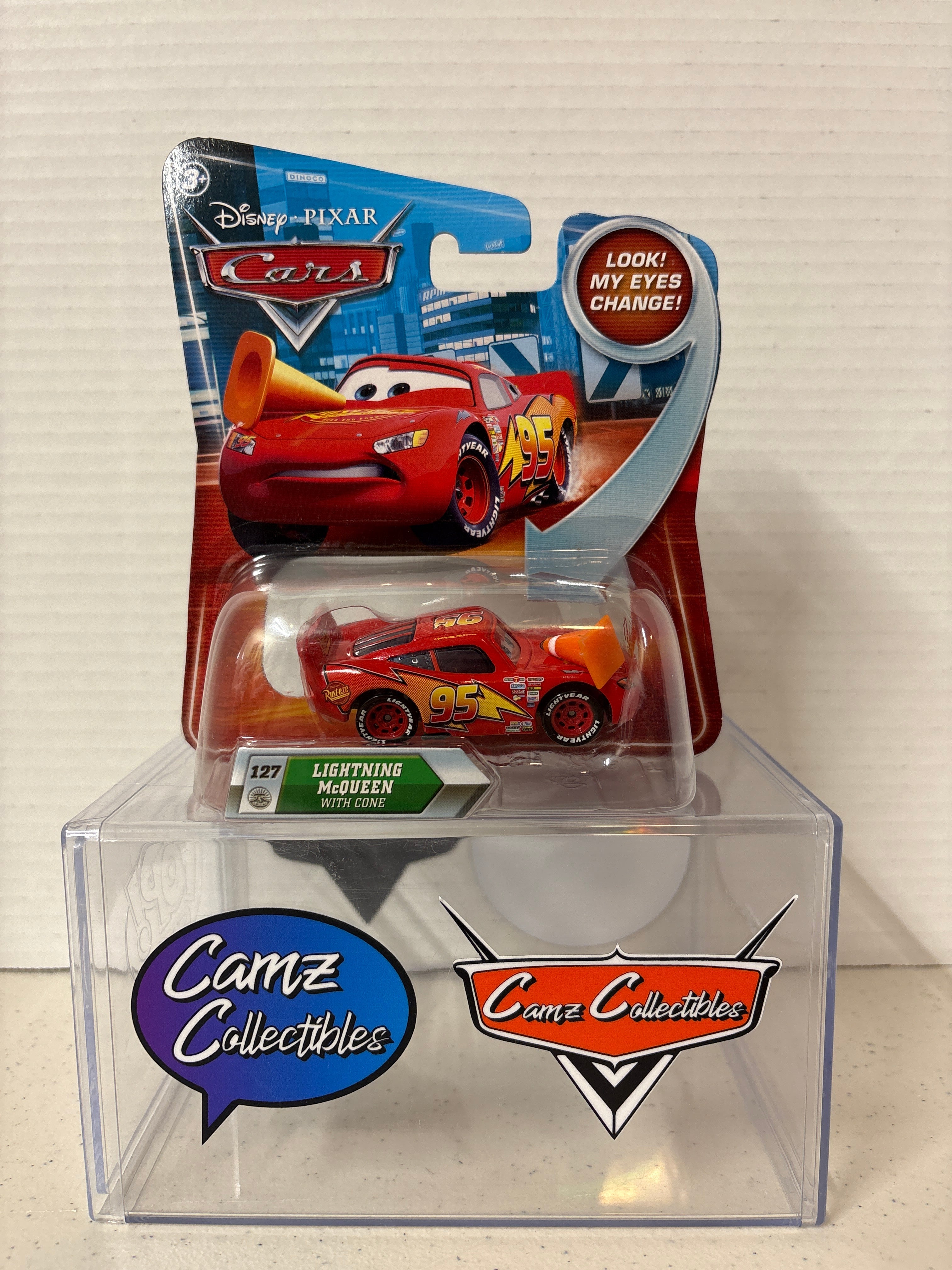 Disney Pixar Cars Lenticular Eyes Lightning McQueen with Cone