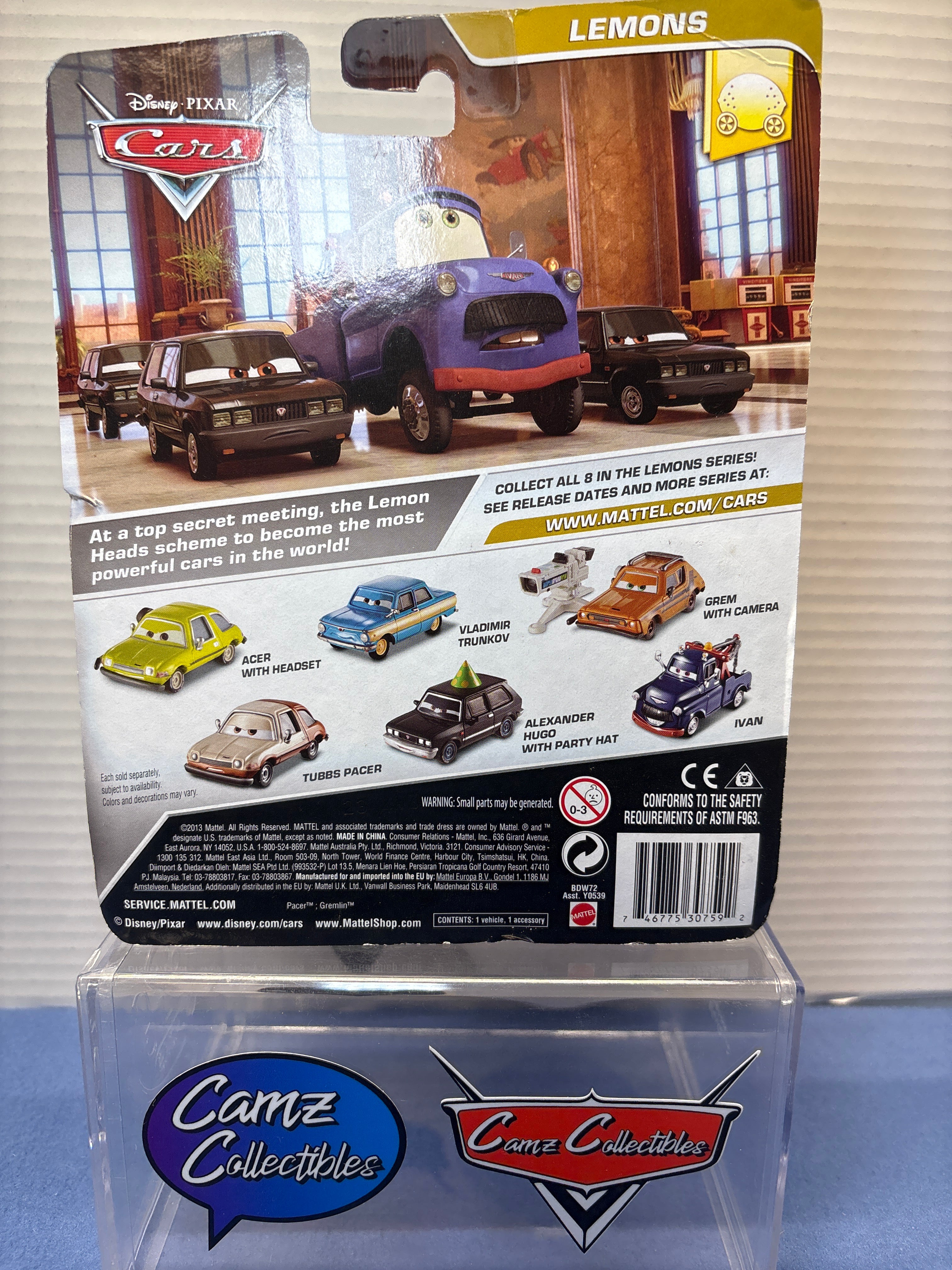 Disney Pixar Cars Lemons Deluxe Grem with Camera - cut on right of card