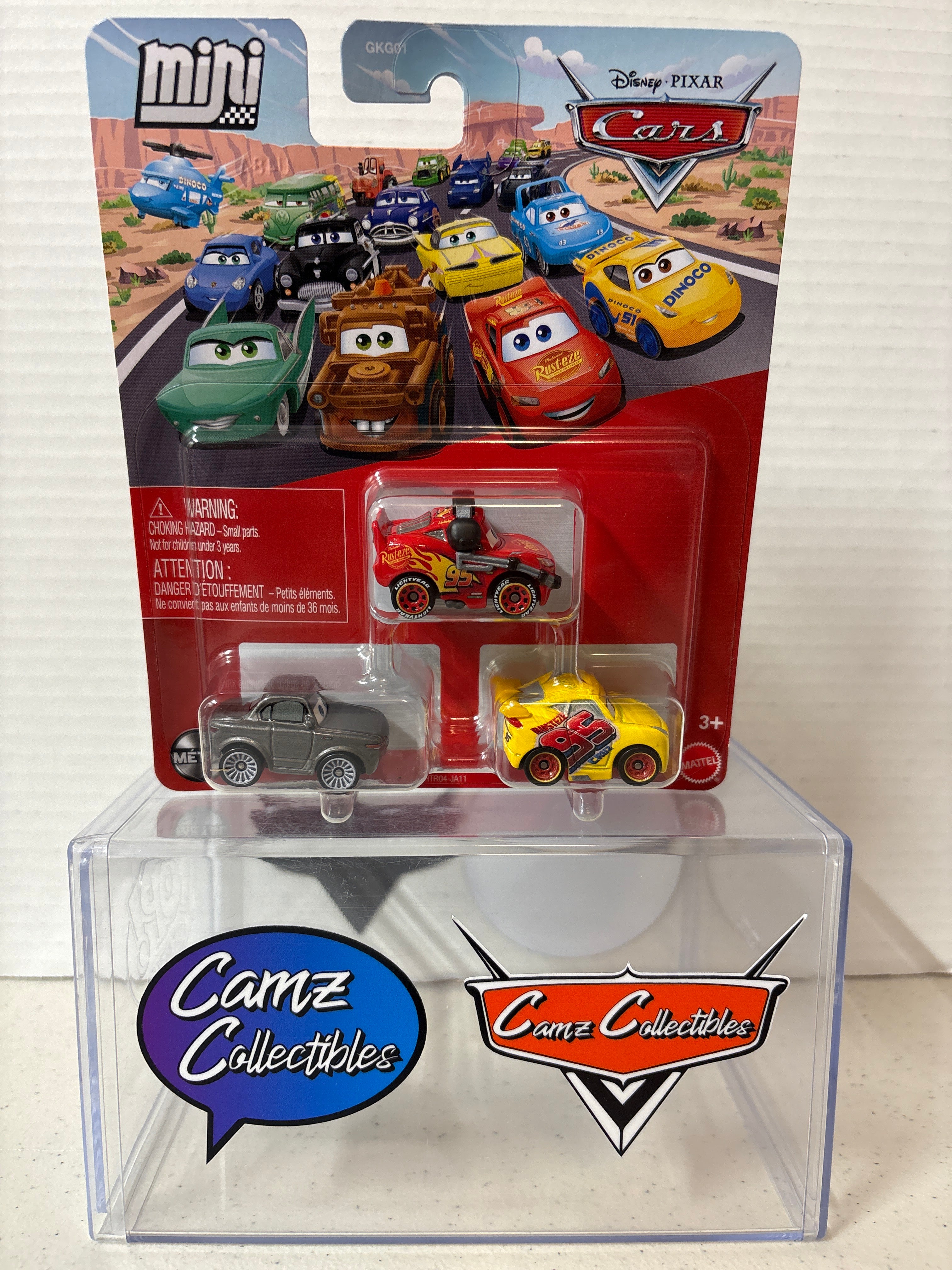 Disney Pixar Cars Mini Racers Rusteze Cruz, Lightning McQueen with headset, Sterling