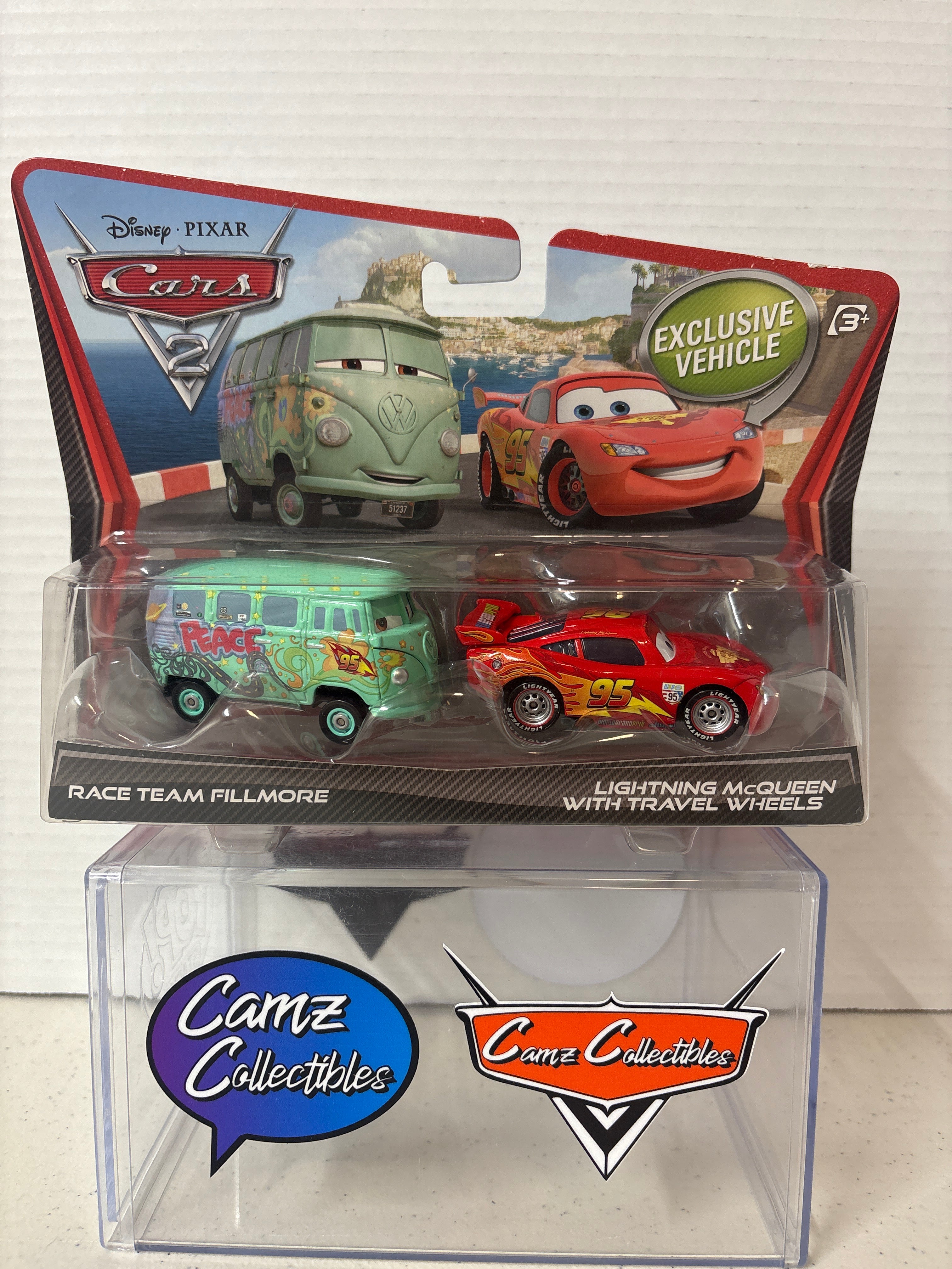 Disney Pixar Cars 2 two-pack Race Team Fillmore and Lightning McQueen with Racing Wheels