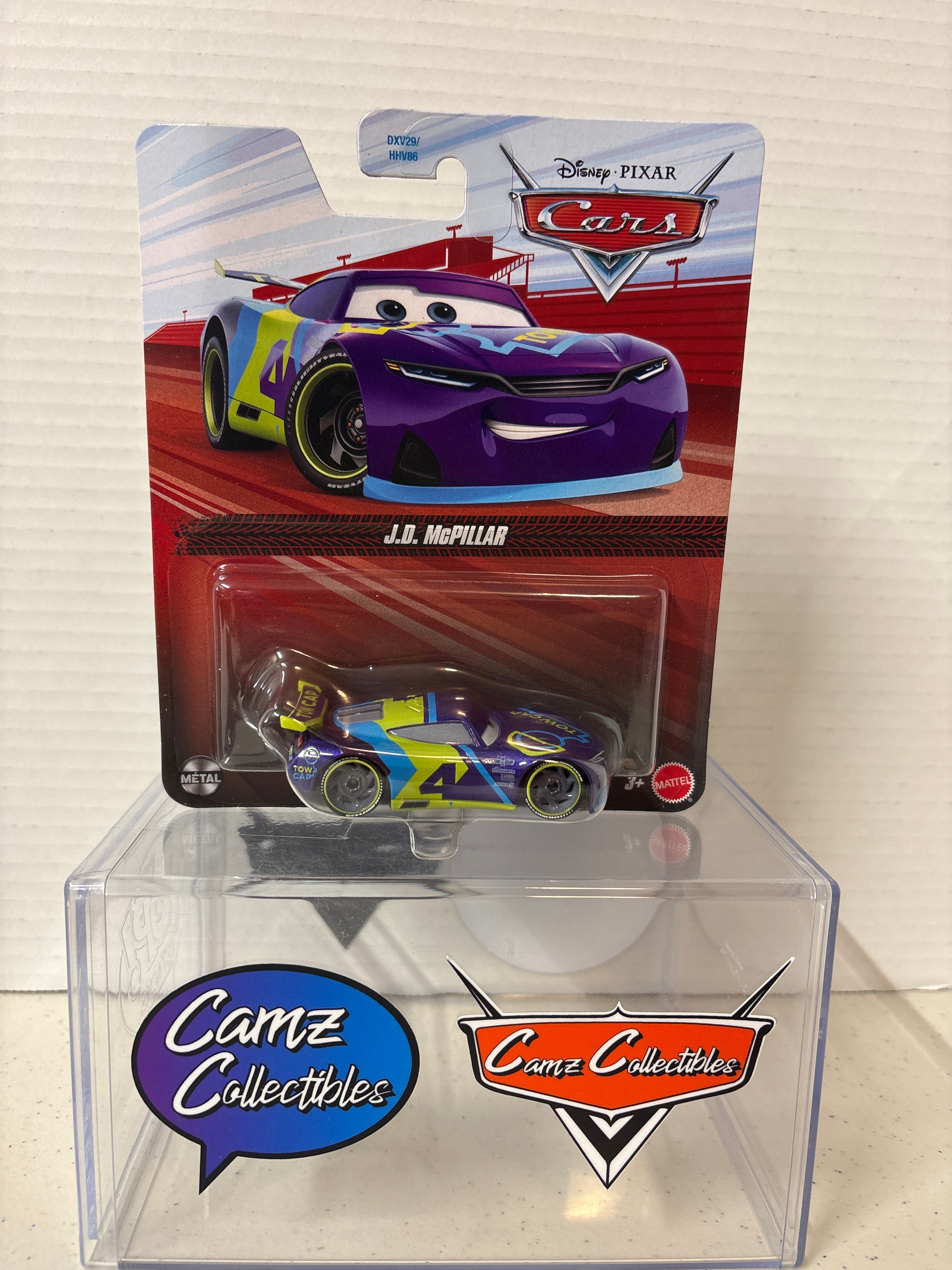 Disney Pixar Cars J.D. McPillar 4 Tow Cap 2026 release on 2021 metal card