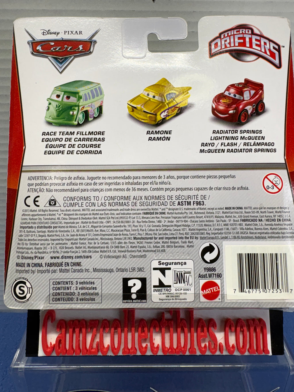 Disney Pixar Cars Micro Drifters 3 Pack Race Team Fillmore, Ramone, Radiator Springs McQueen