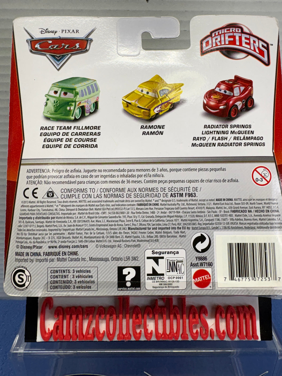 Disney Pixar Cars Micro Drifters 3 Pack Race Team Fillmore, Ramone, Radiator Springs McQueen