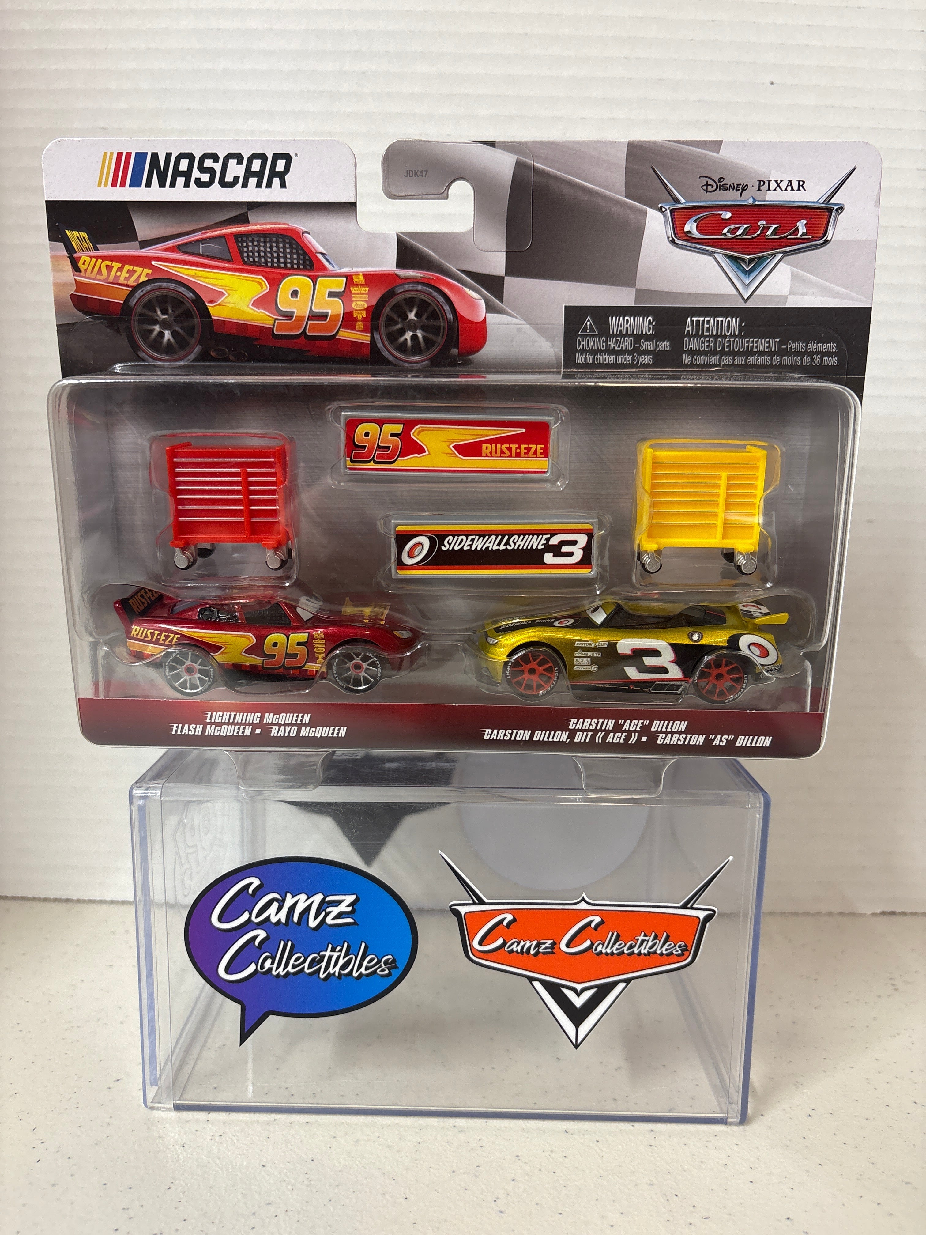 Disney Pixar Cars Nascar Lightning McQueen #95 & Carston "Ace" Dillion #3 Two pack