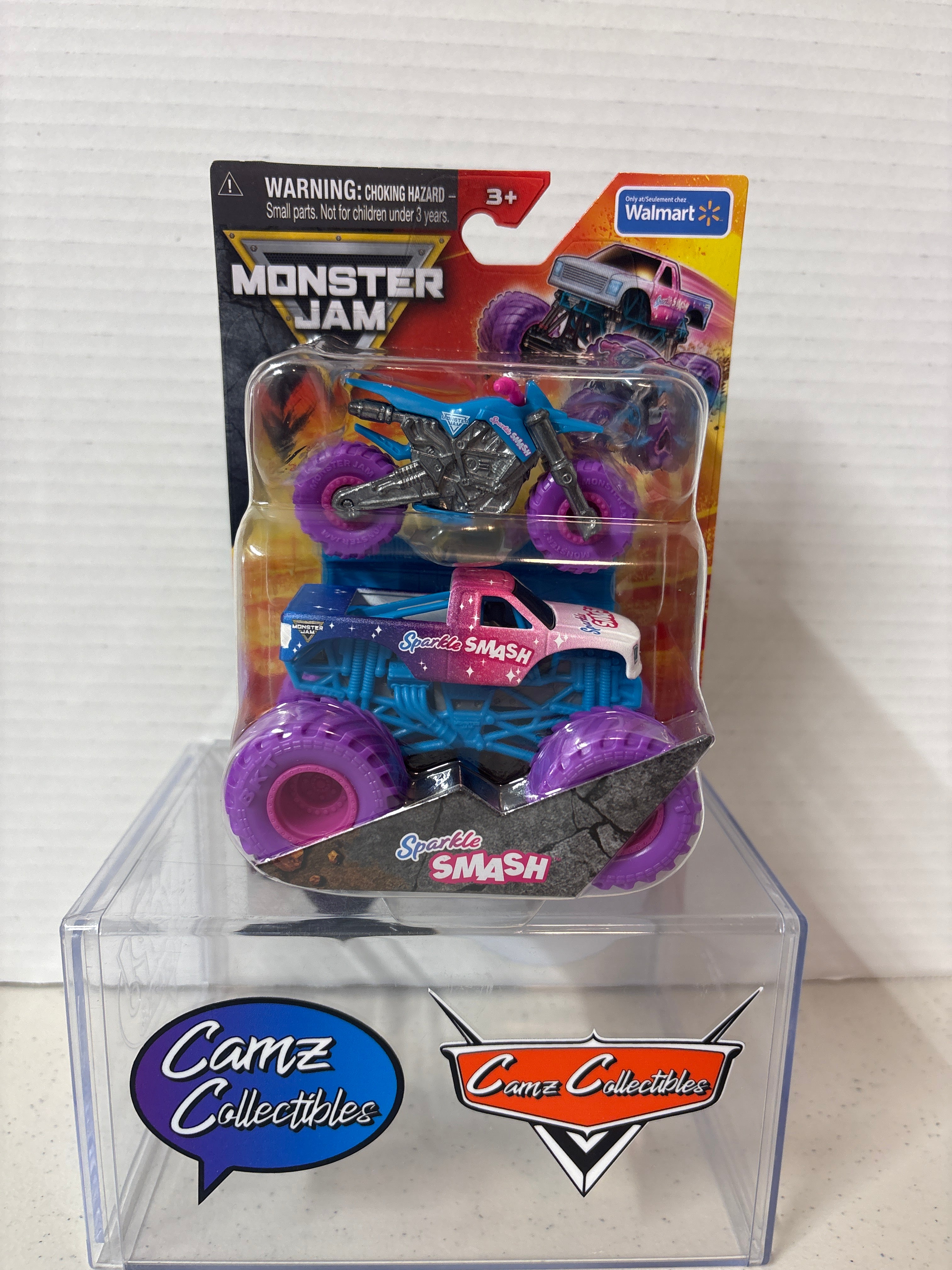 Spinmaster Monster Jam Sparkle Smash with Dirt  Bike Walmart Exclusive