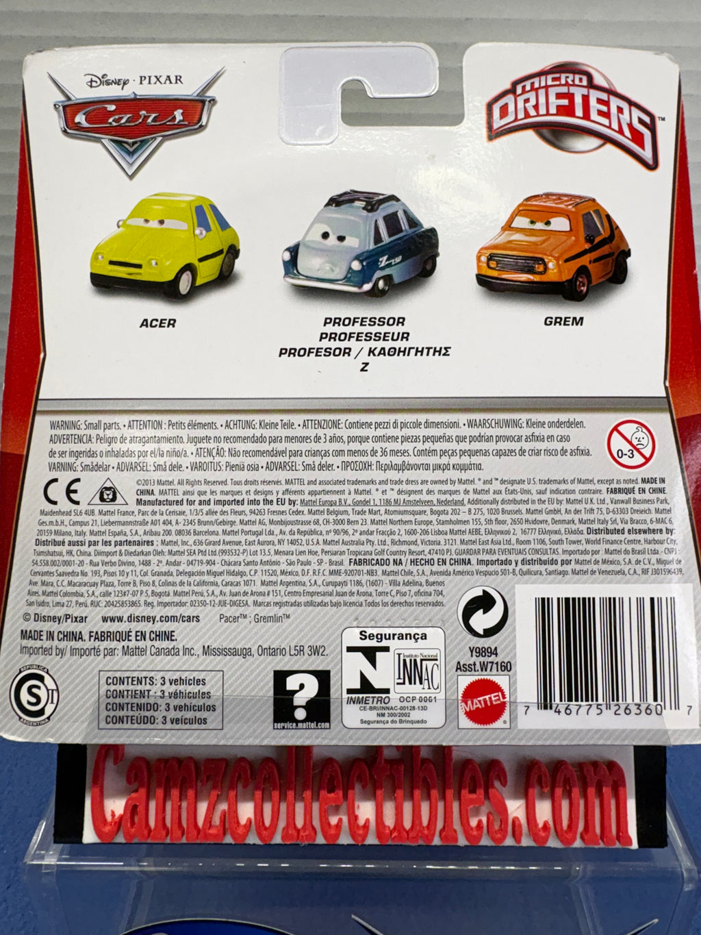 Disney Pixar Cars Micro Drifters 3 Pack Acer, Professor Z, Grem