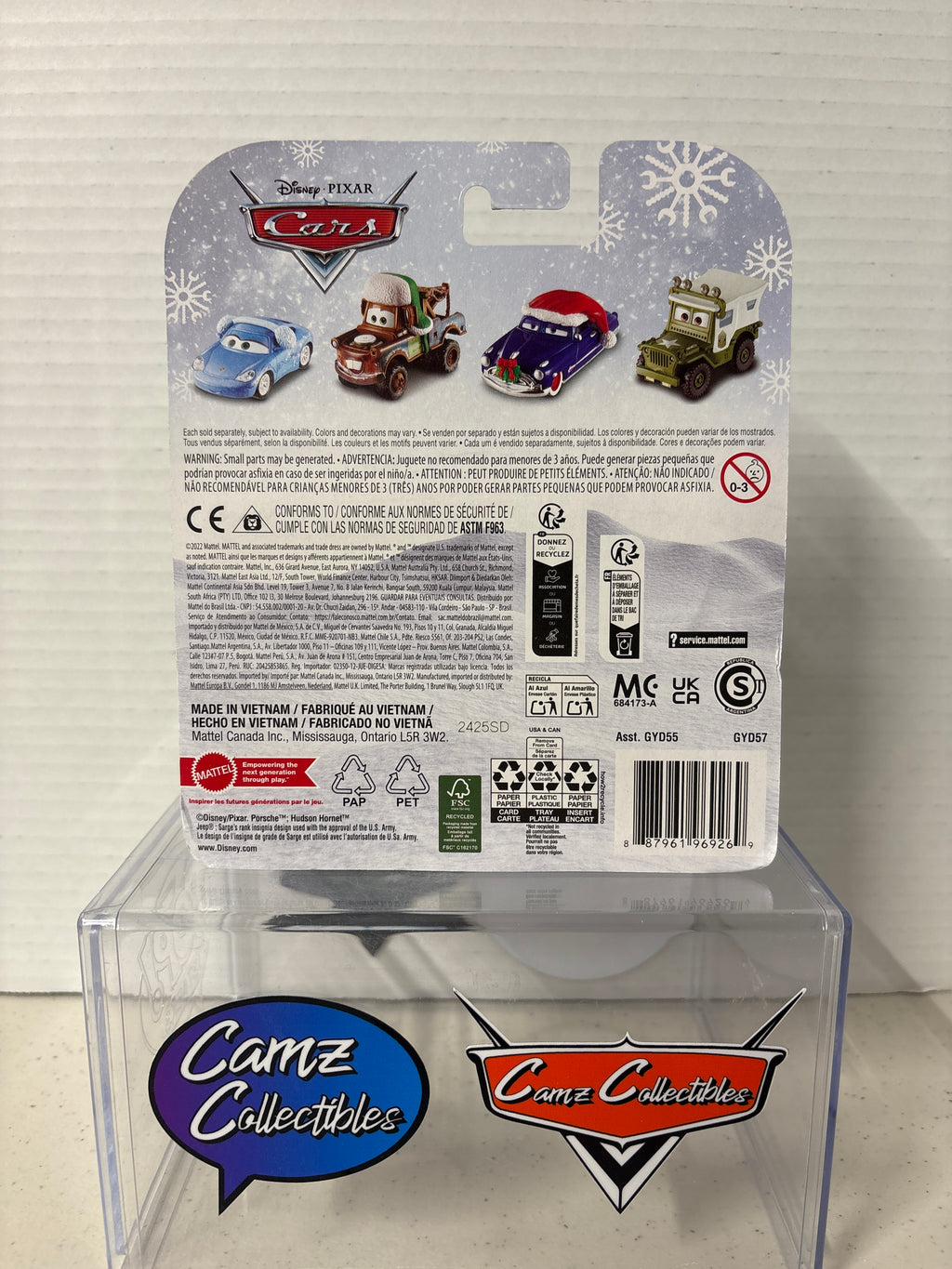 Disney Pixar Cars Christmas Lightning McQueen on metal 2021 card
