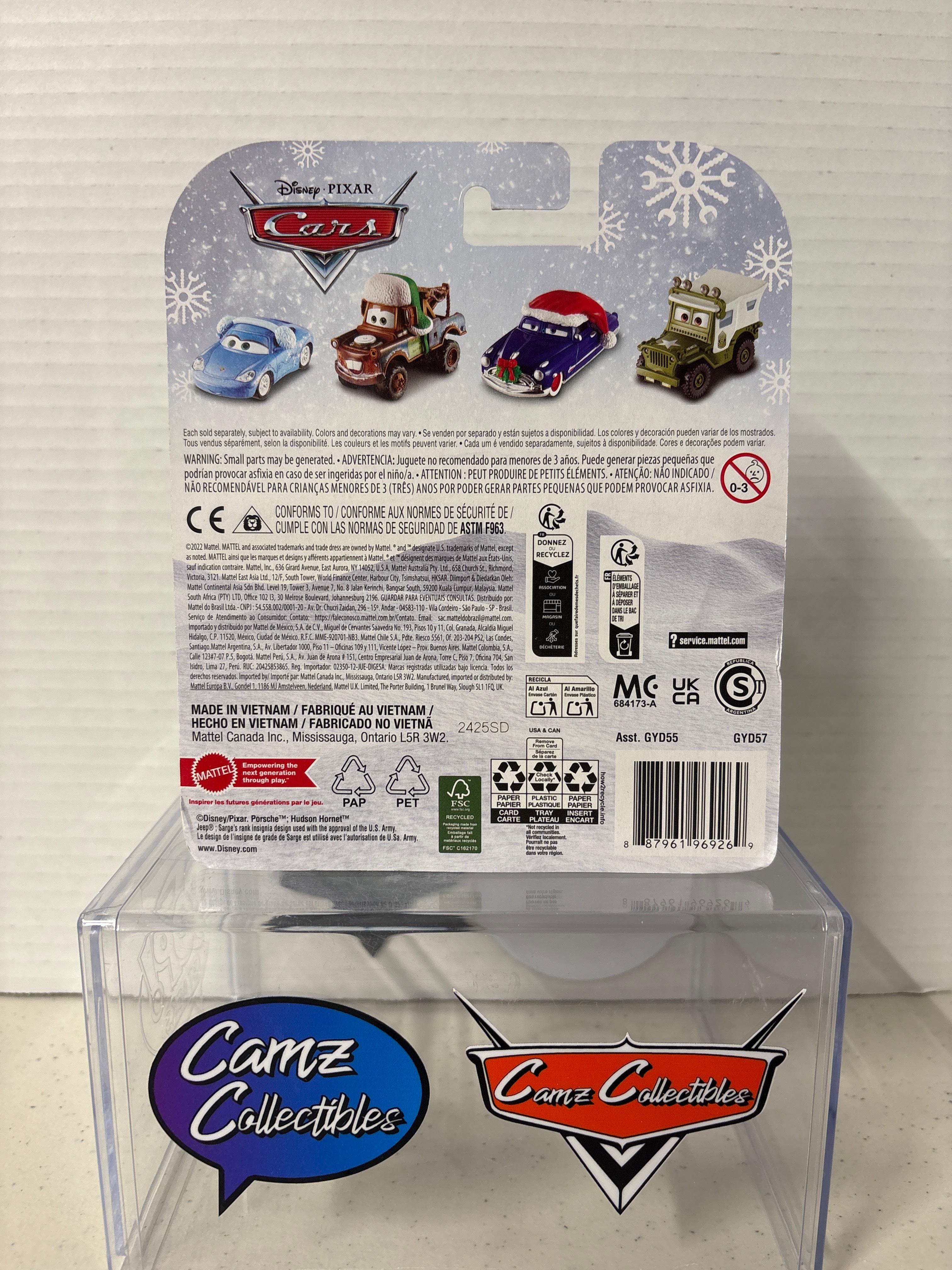 Disney Pixar Cars Christmas Lightning McQueen on metal 2021 card