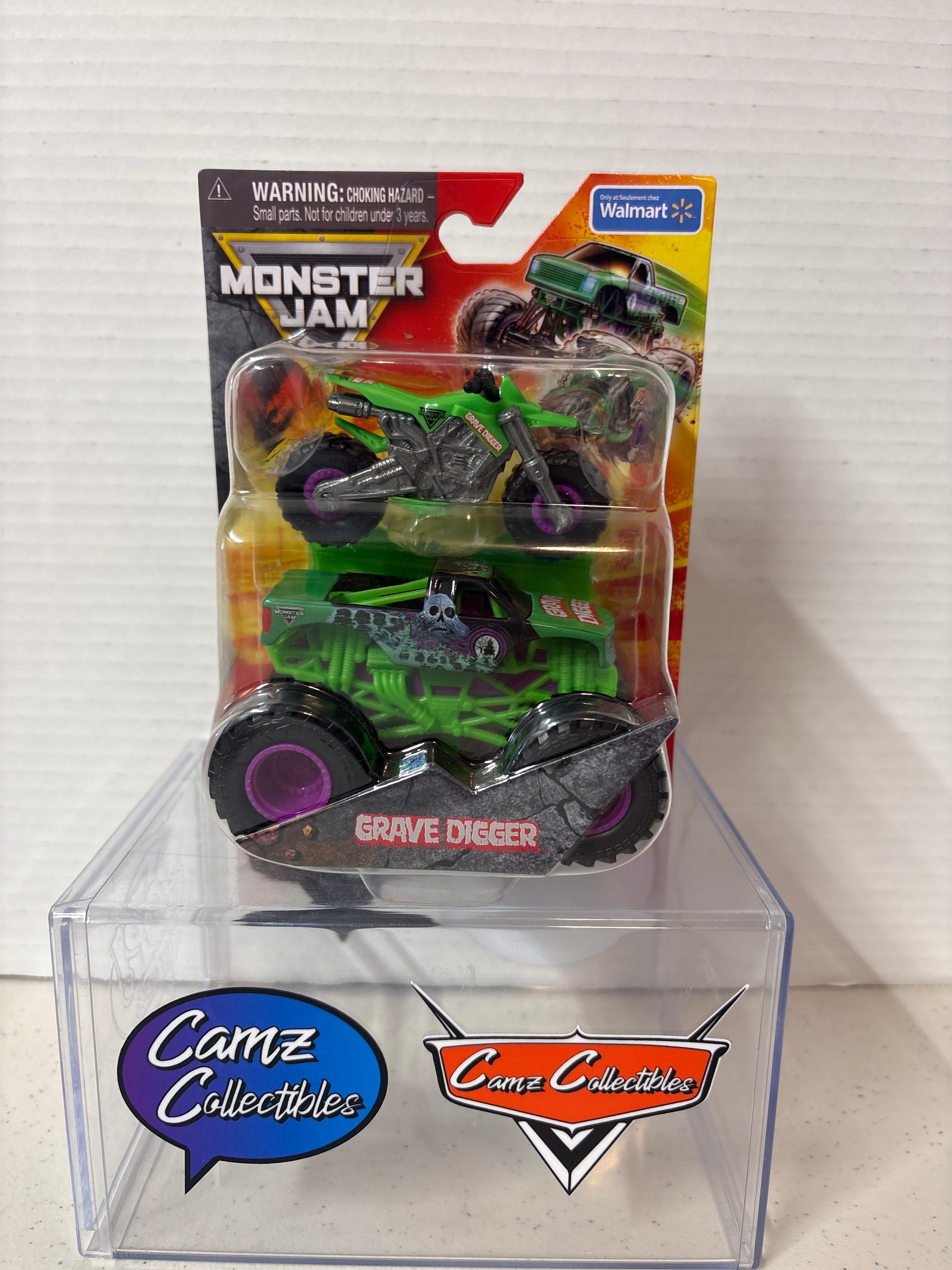 Spinmaster Monster Jam Grave Digger with Dirt Bike Walmart Exclusive