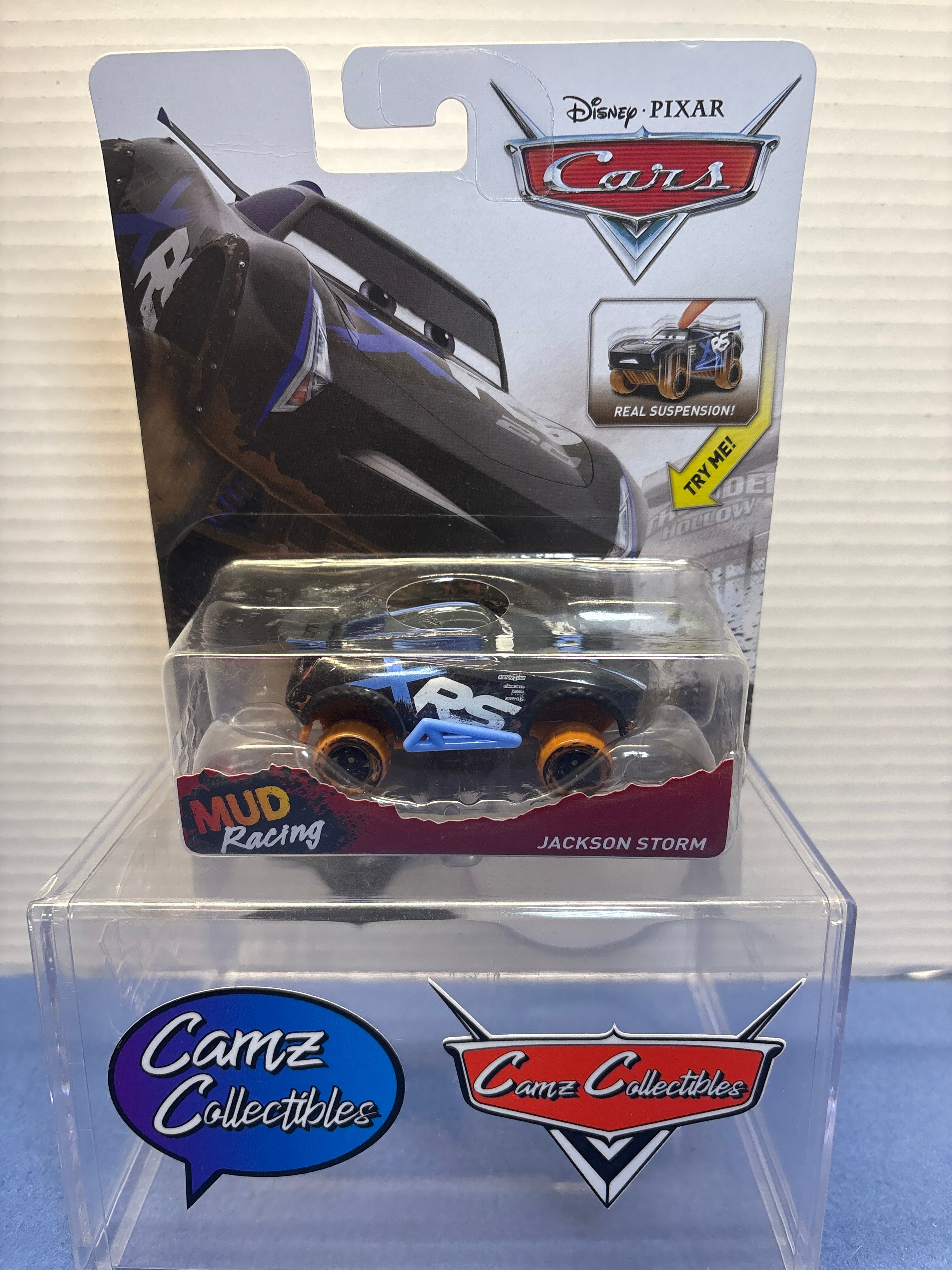 Disney Pixar Cars XRS Mud Racing Jackson Storm with real suspension