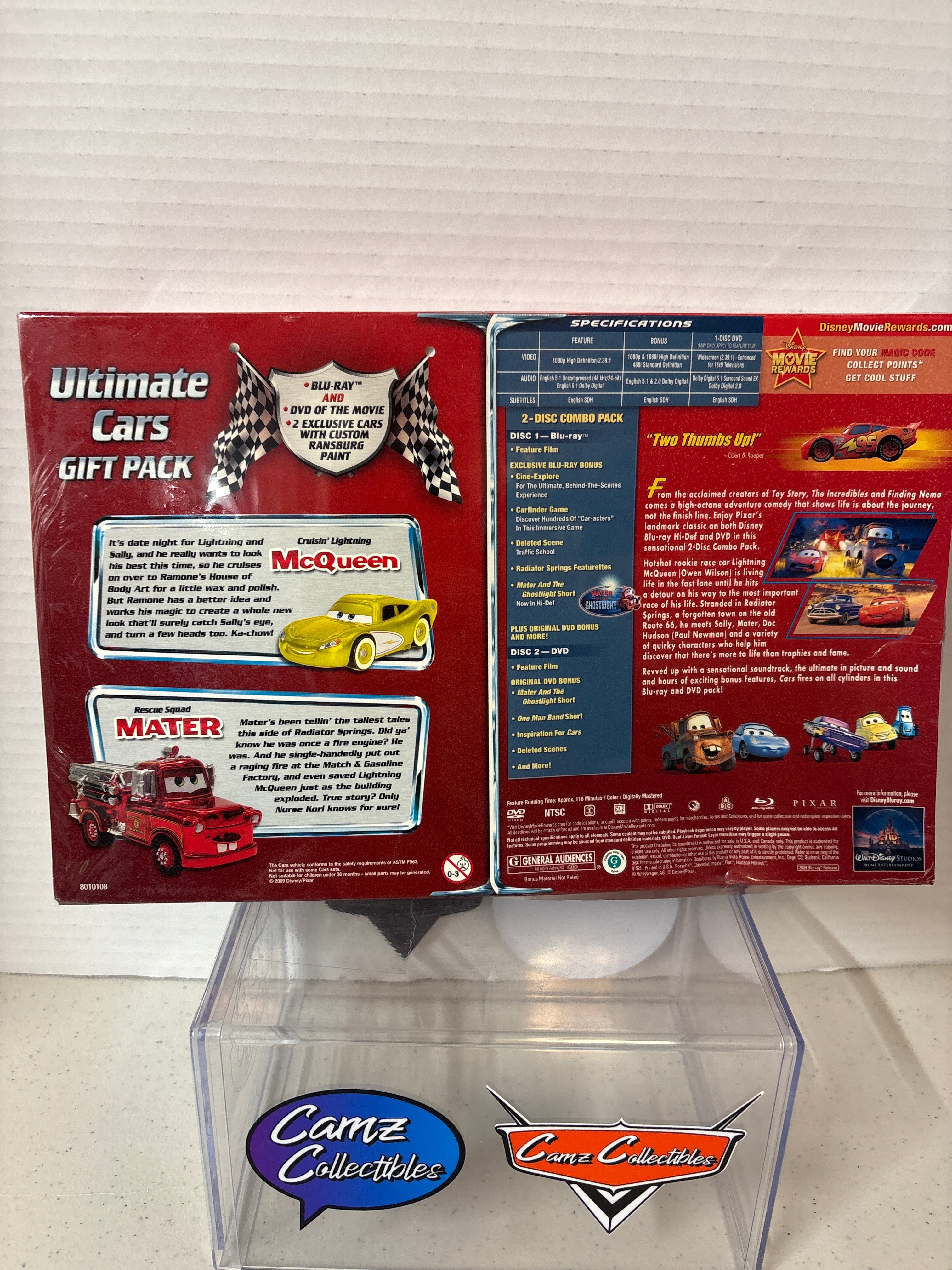 Disney Pixar Cars Ultimate Cars Gift Pack Blu-Ray & DVD with 2 Exclusive cars with Custom Ransburg Paint