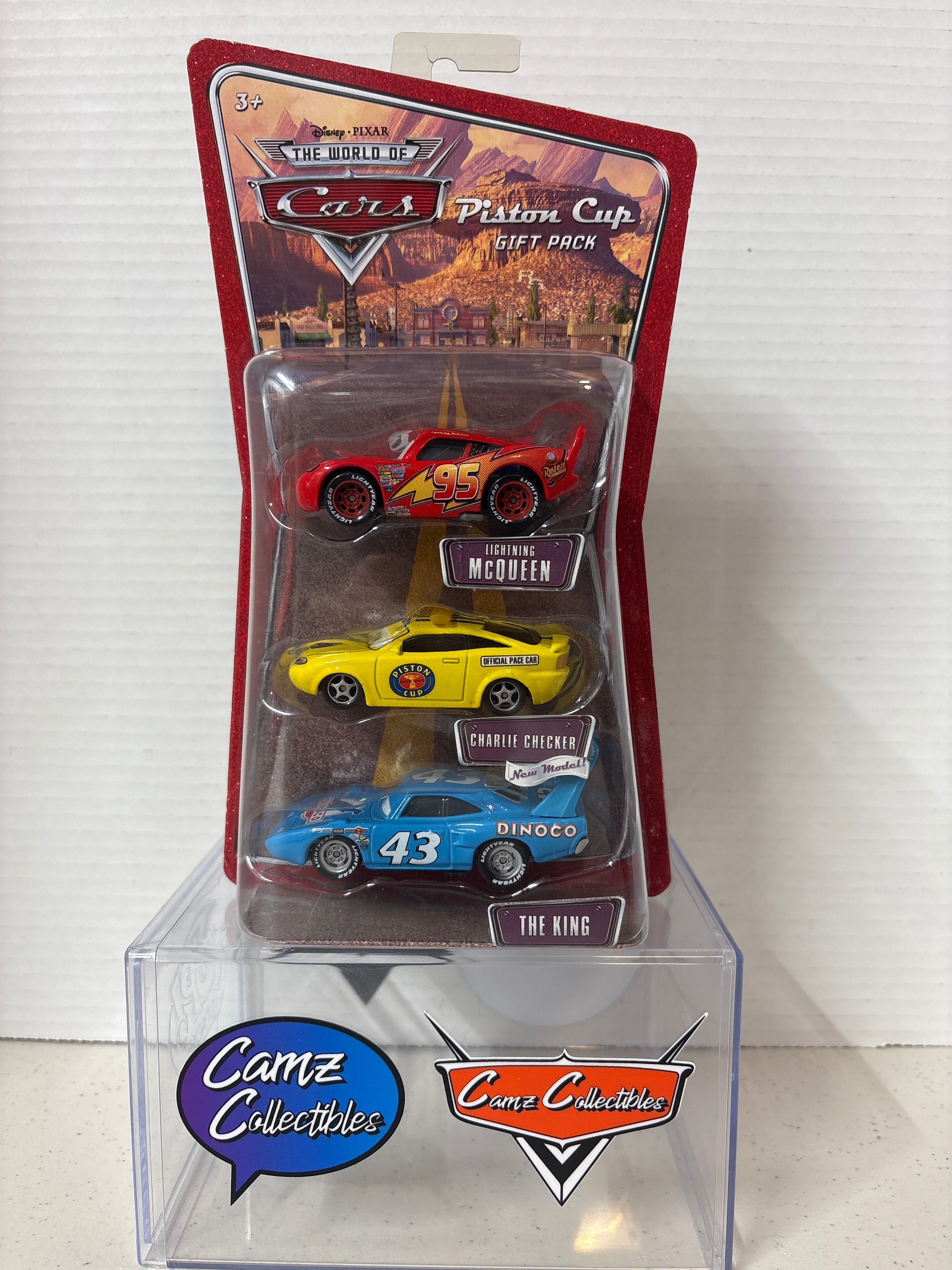 Disney Pixar Cars World of Cars Gift Pack Piston Cup Lightning McQueen, Charlie Checker, and The King