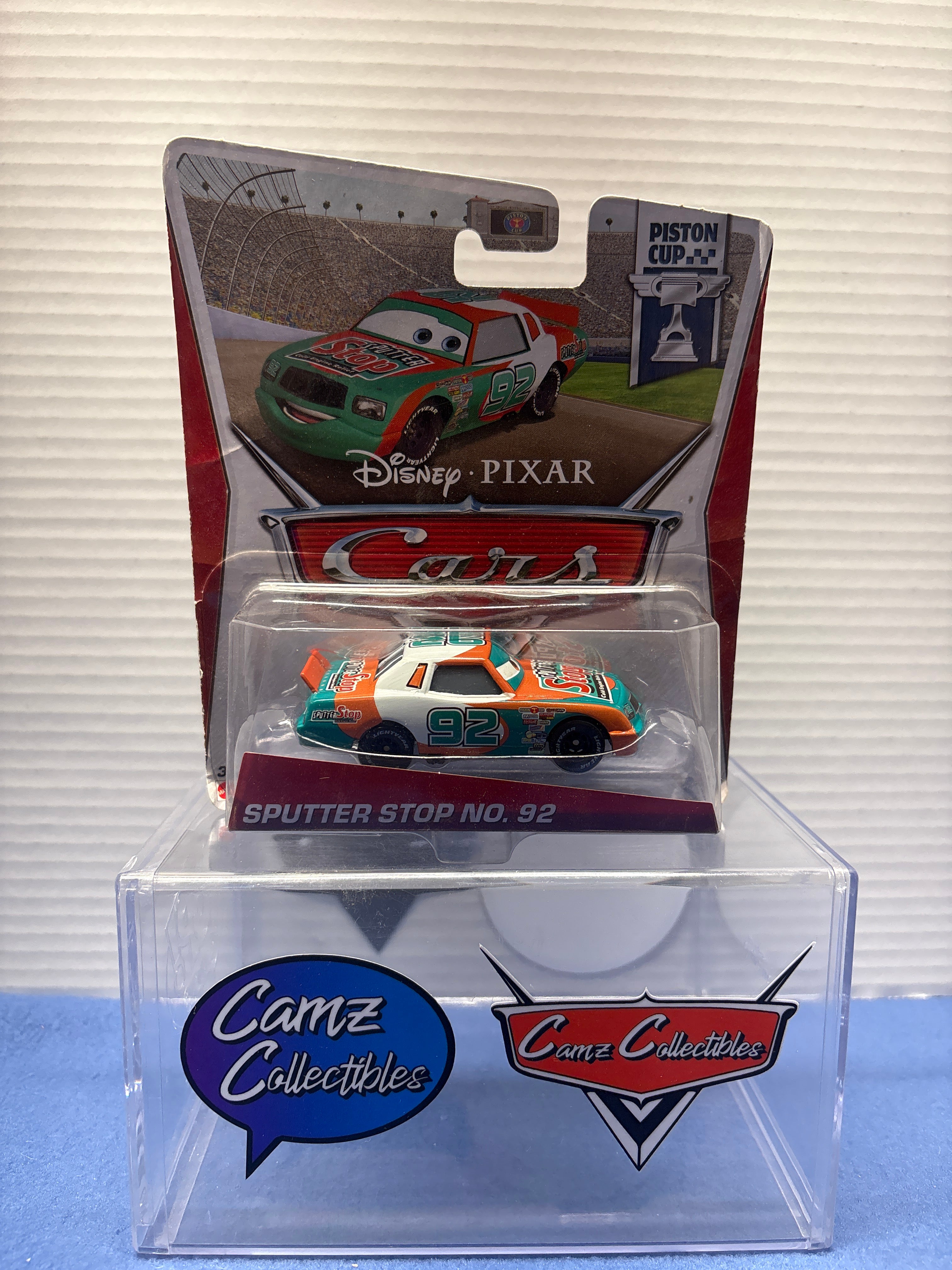 Disney Pixar Cars Sputter Stop No. 92 Piston Cup card