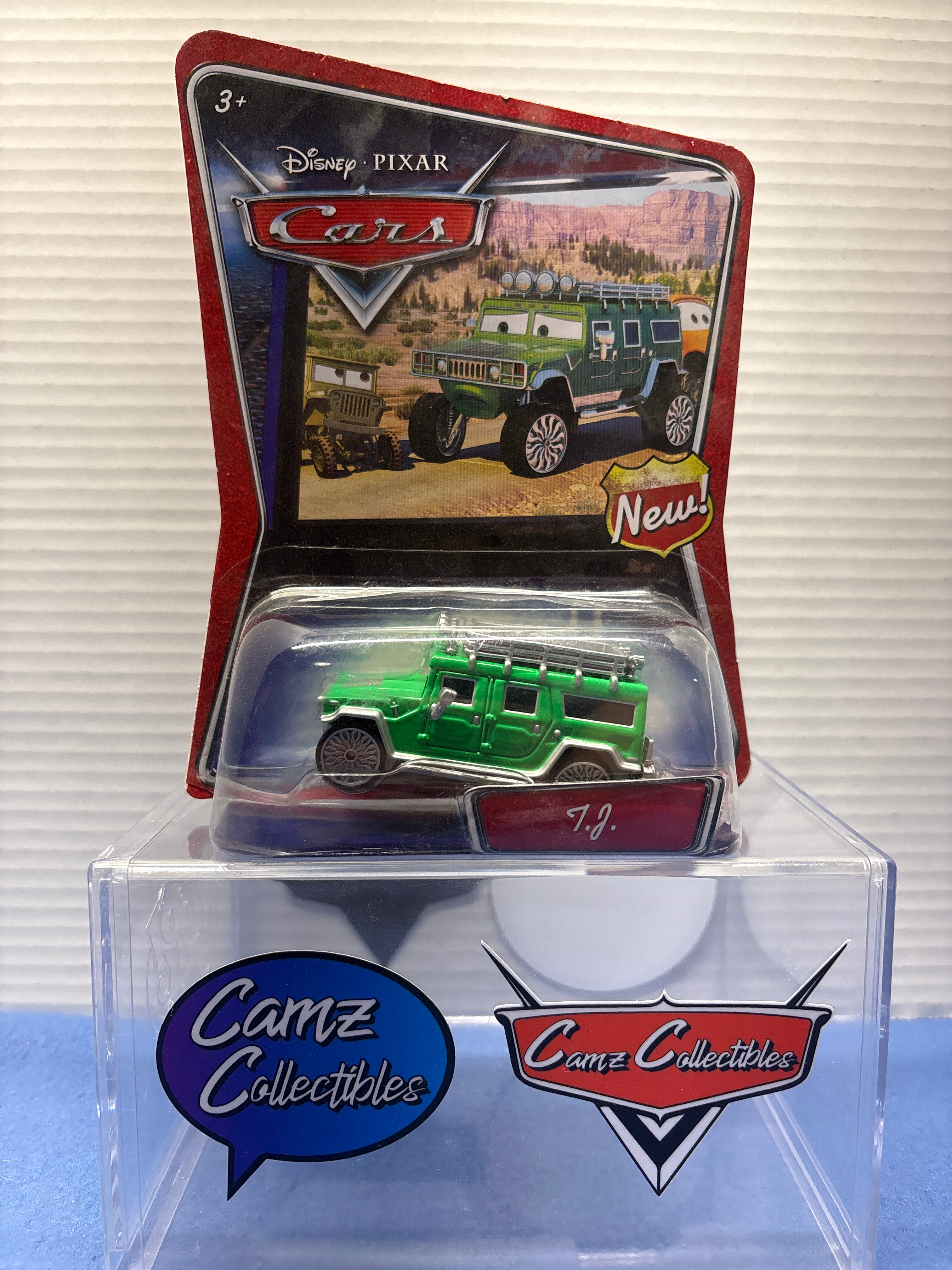 Disney Pixar Cars T.J. with GM logo on bottom of card
