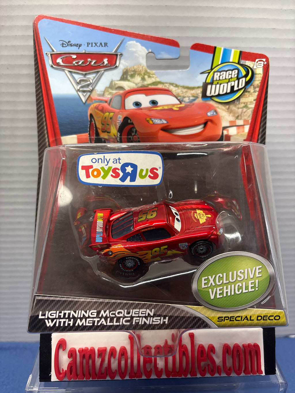 Disney Pixar Cars 2 Race Around the World Toys R Us Exclusive Lightning McQueen with Metallic Finish