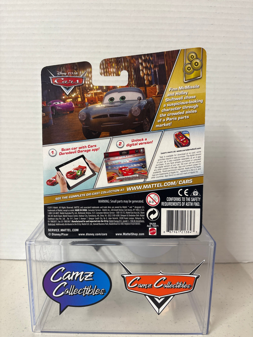 Disney Pixar Cars Holley Shiftwell with Electroshock Device on Paris Parts Market Card