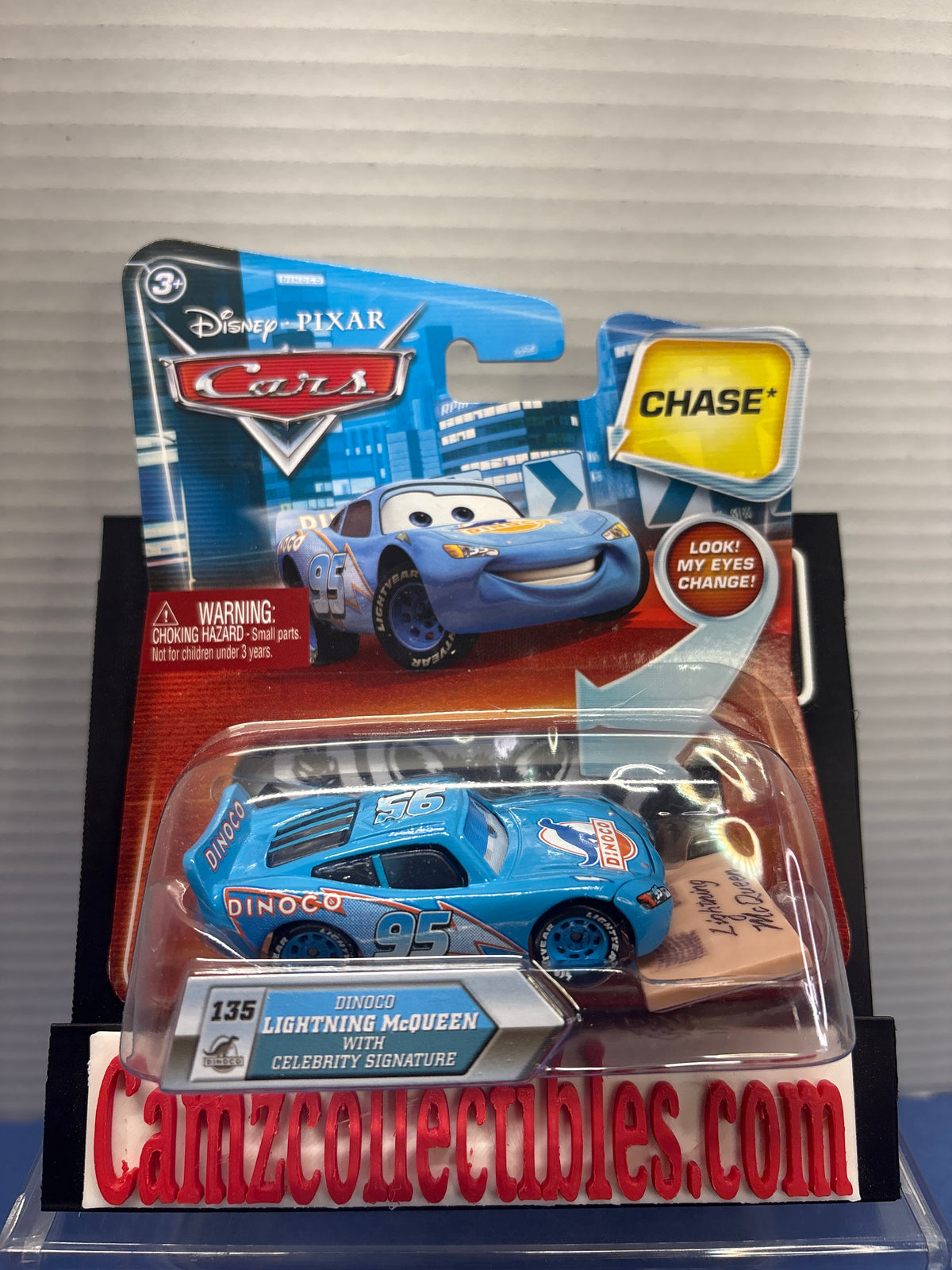 Disney Pixar Cars lenticular eyes Dinoco Lightning McQueen with Celebrity Signature (Chase)