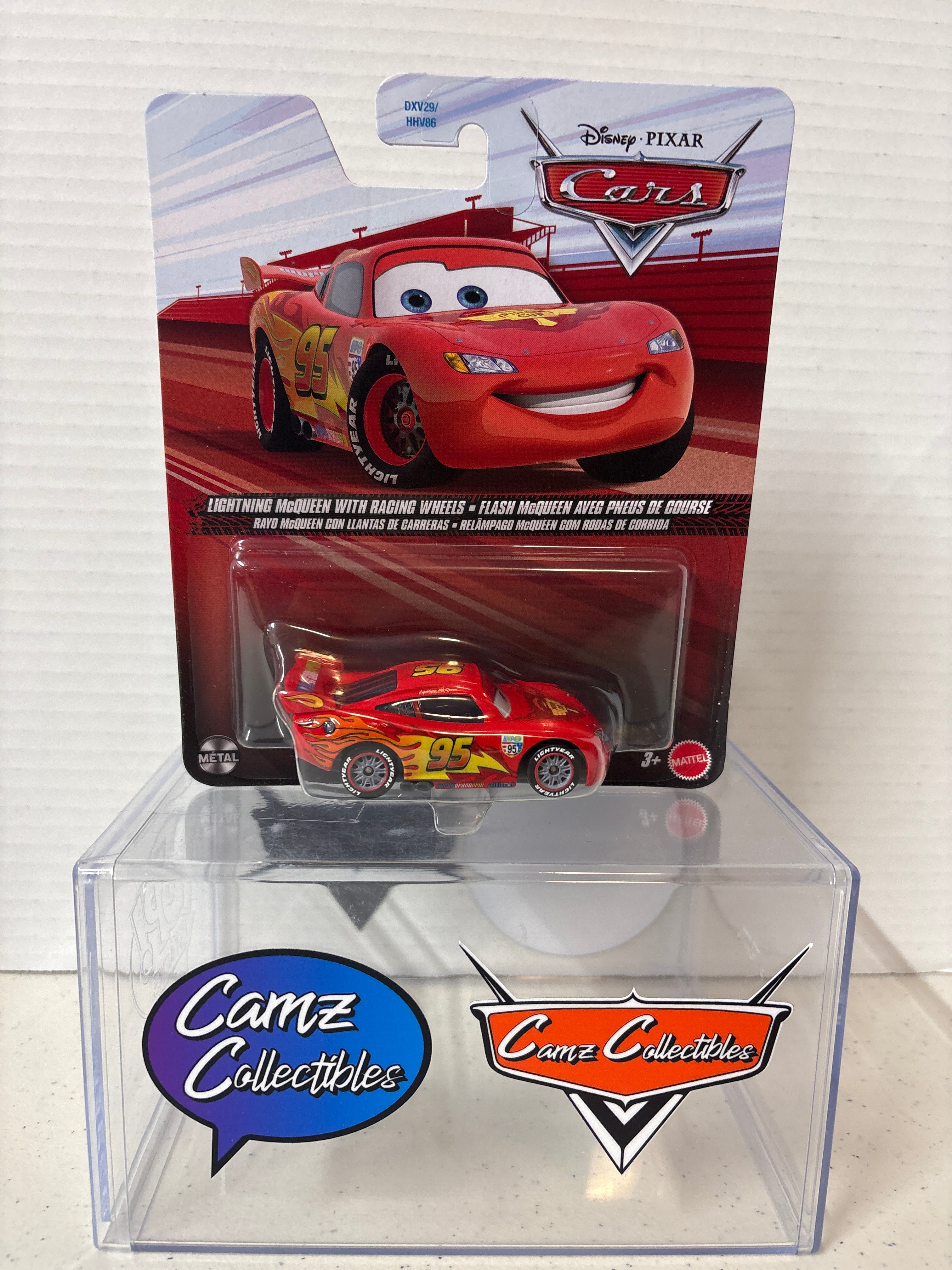 Disney Pixar Cars Lightning McQueen with Racing Wheels 2026 release on 2021 metal card