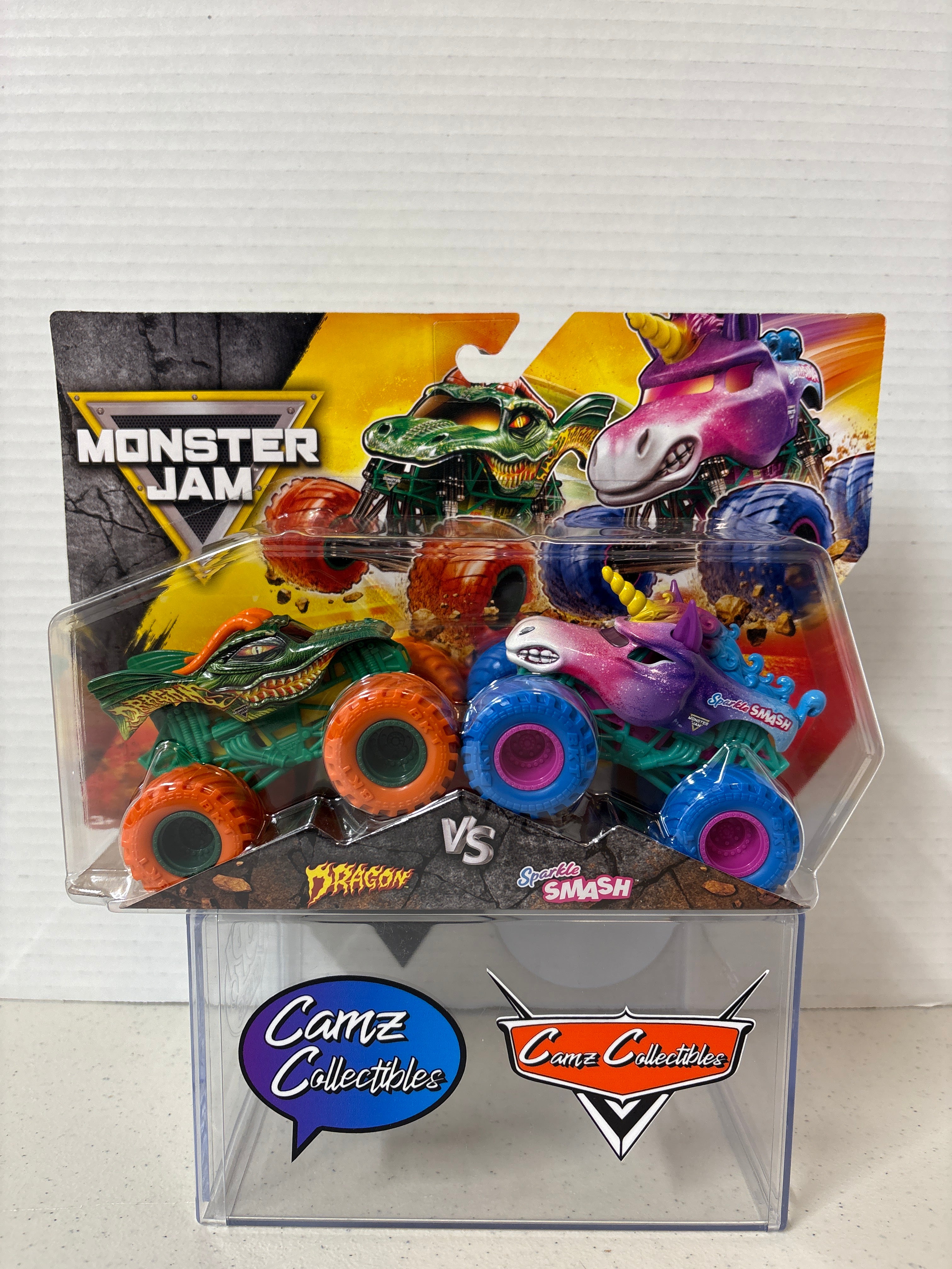 Monster Jam Dragon vs Sparkle Smash 2 Pack