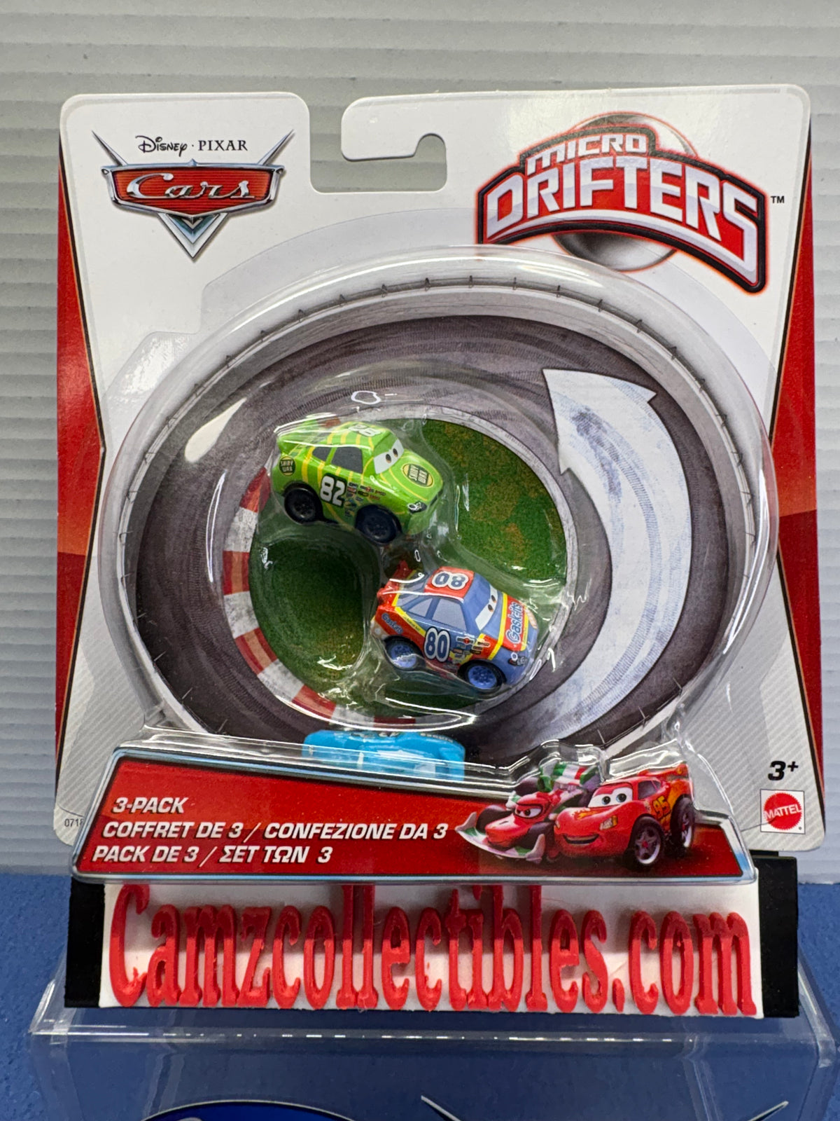 Disney Pixar Cars Micro Drifters 3 Pack Shiny Wax, Gask-its, The King