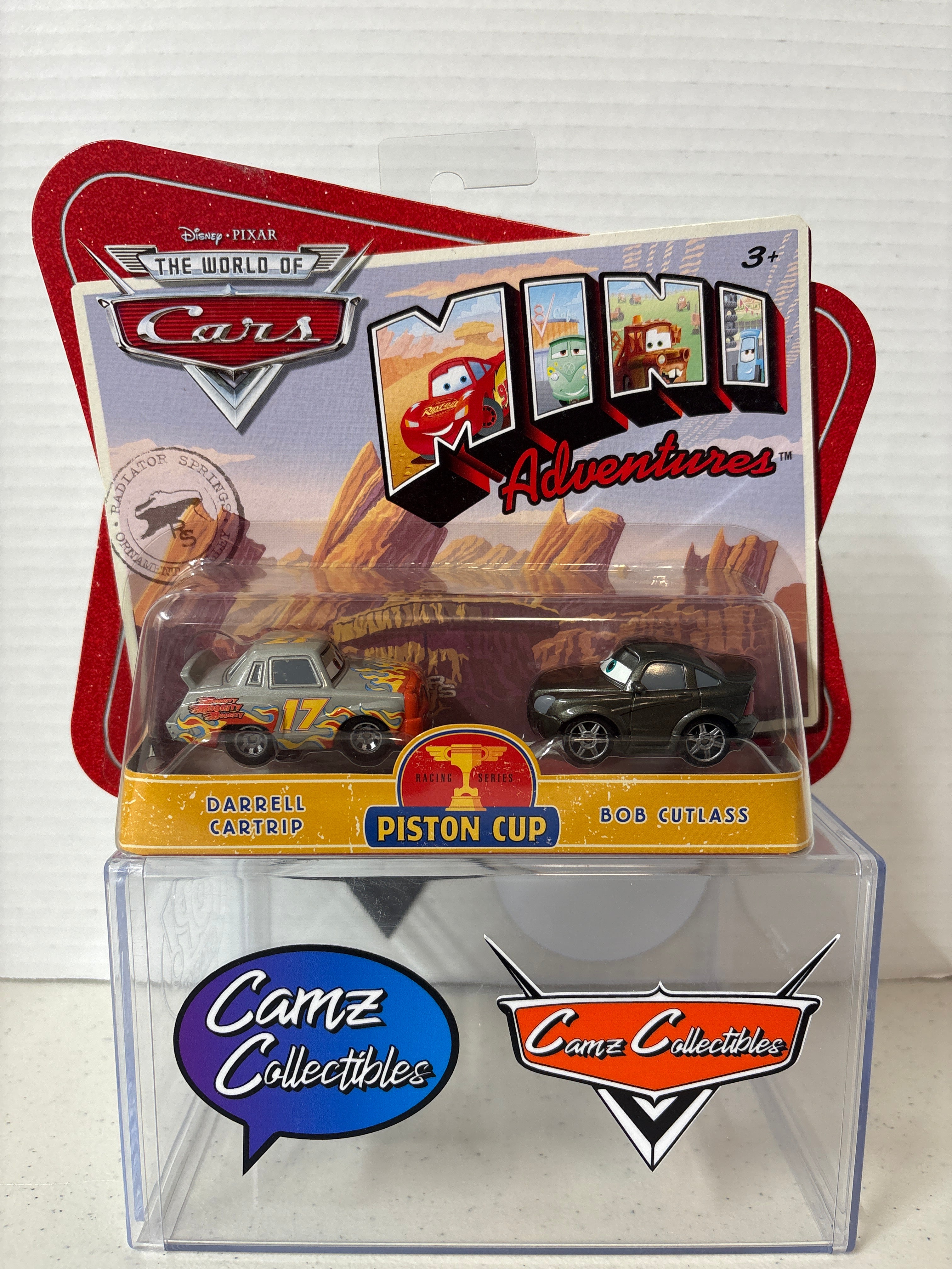Disney Pixar Cars Mini Adventures Piston Cup Darrell Cartrip & Bob Cutlass