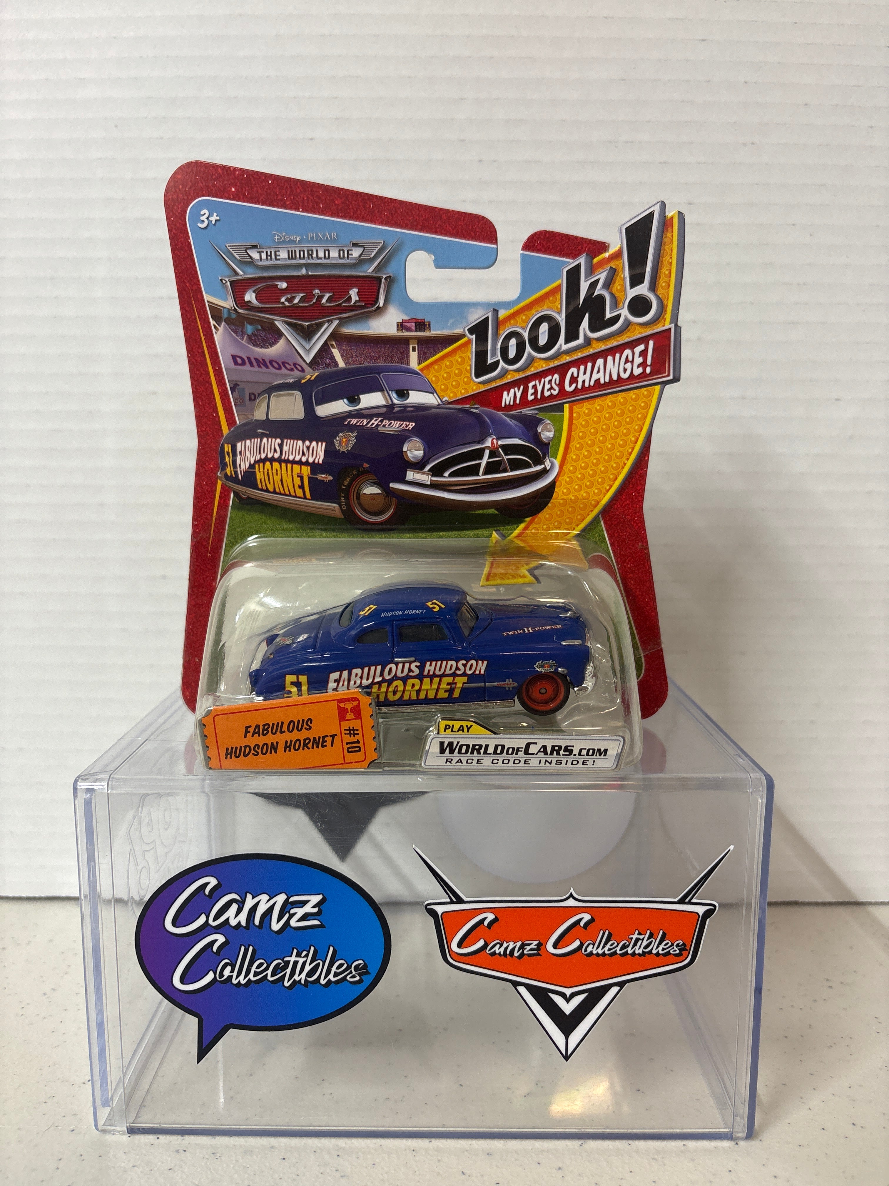 Disney Pixar Cars World of Cars Lenticular Eyes Fabulous Hudson Hornet #10