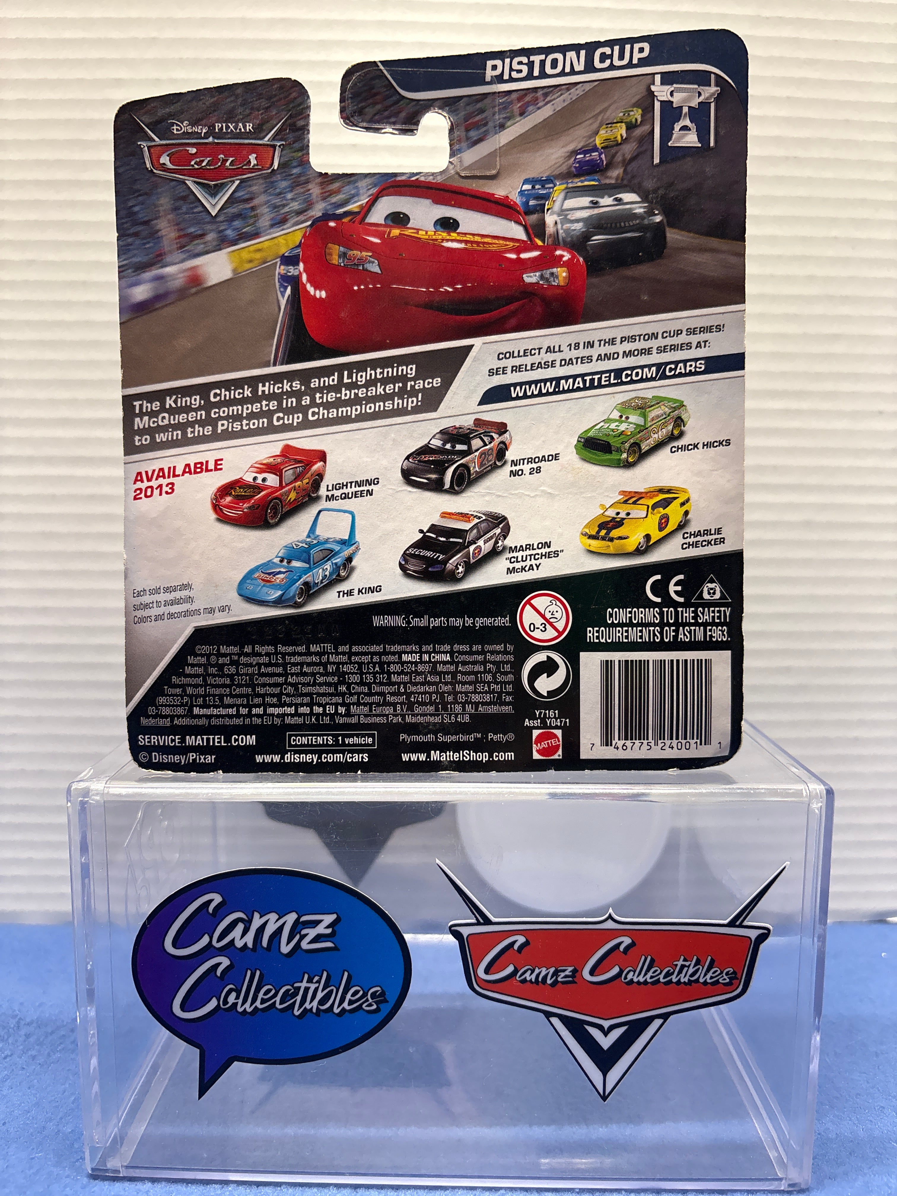 Disney Pixar Cars Charlie Checker on Piston Cup card