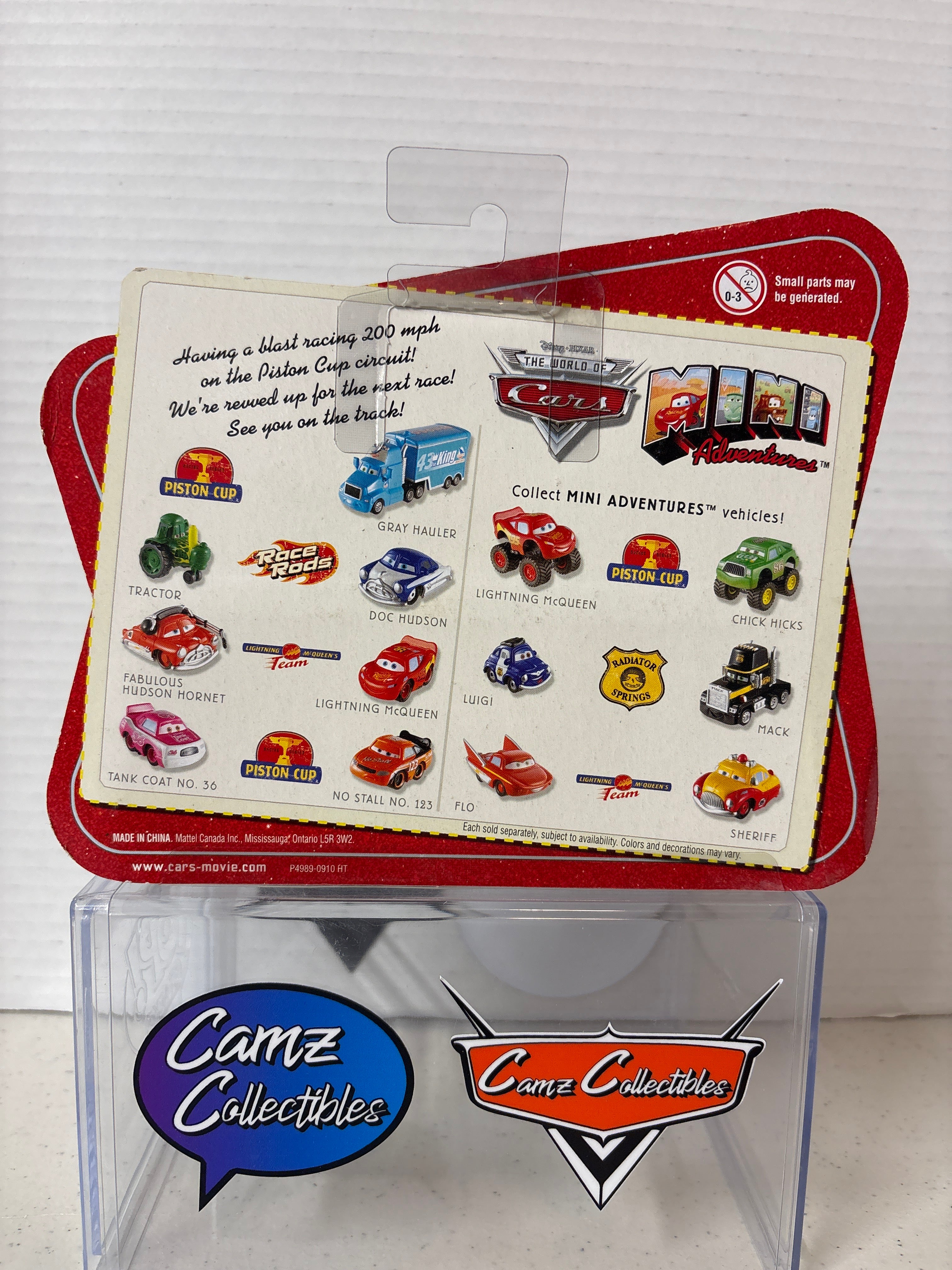 Disney Pixar Cars Mini Adventures Piston Cup Tank Coat No.36 & No Stall No.123
