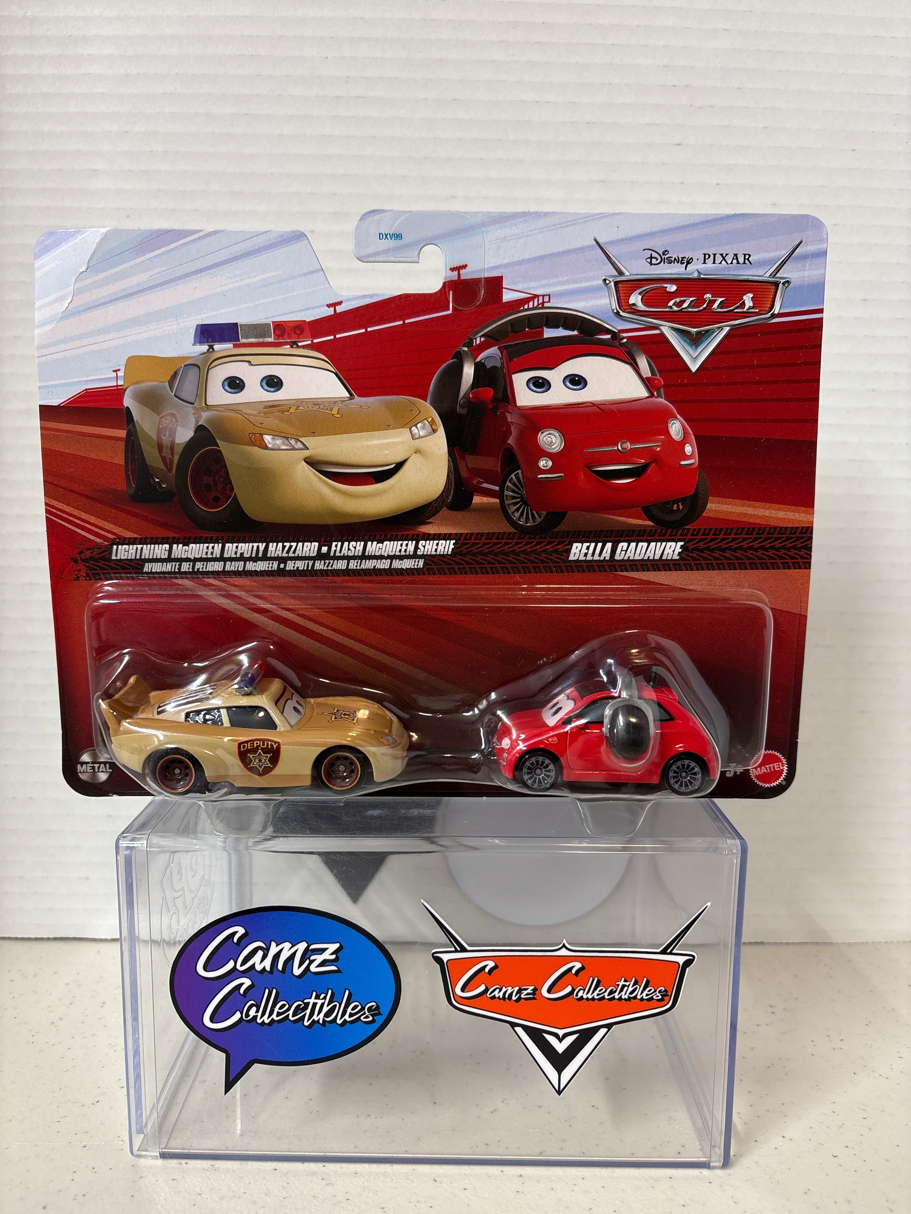 Disney Pixar Cars 2-pack Lightning McQueen Deputy Hazard & Bella Cadavre