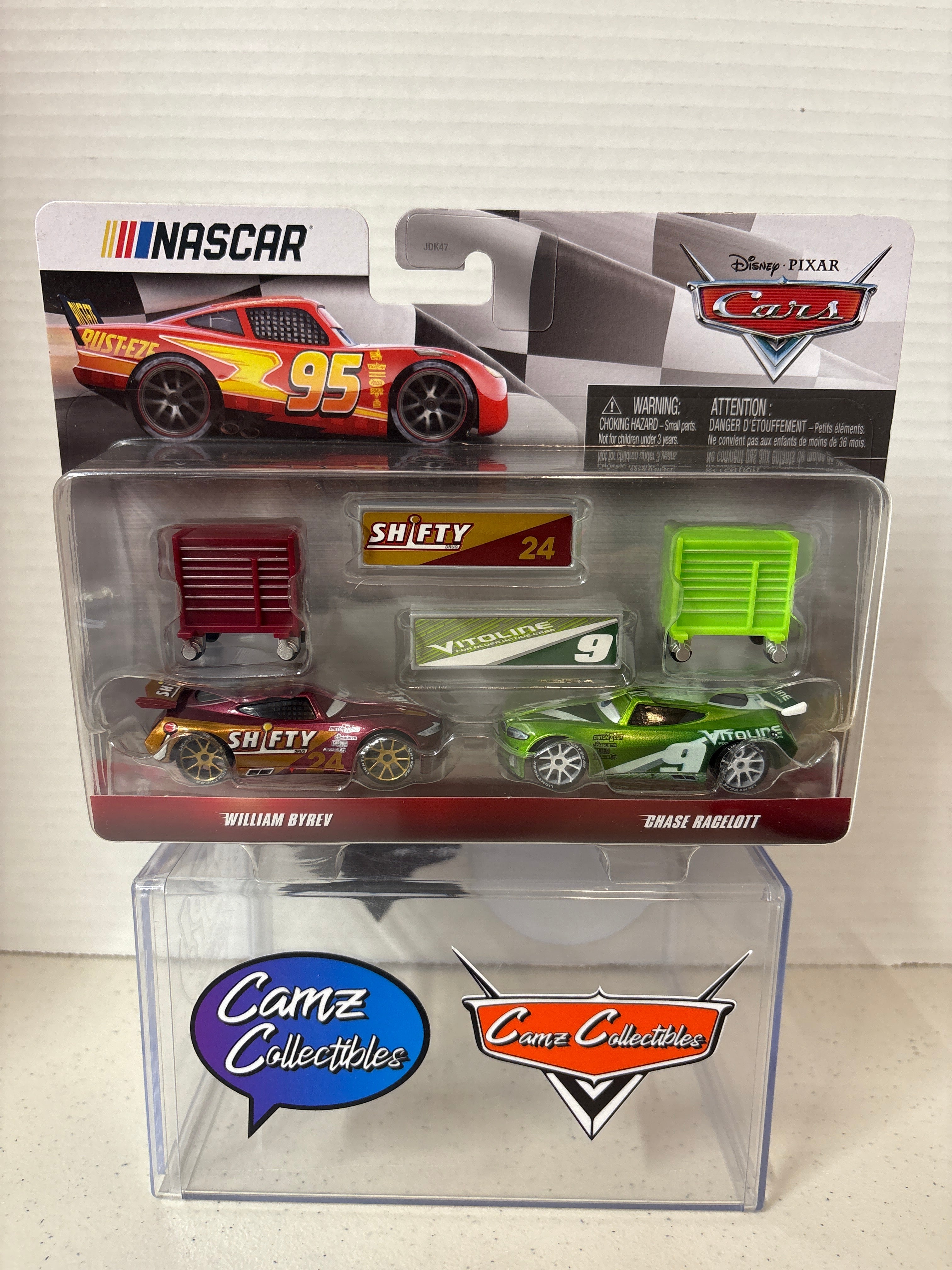 Disney Pixar Cars Nascar William Byrev #24 & Chase Racelott #9 Two pack