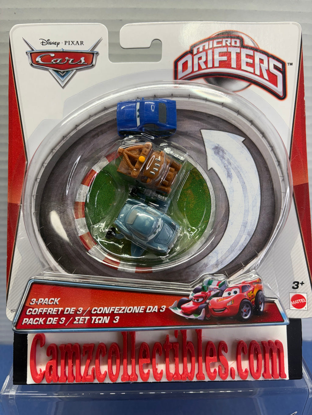 Disney Pixar Cars Micro Drifters 3 Pack Spy Mater, Rod "Torque" Redline, Hydrofoil Finn McMissile