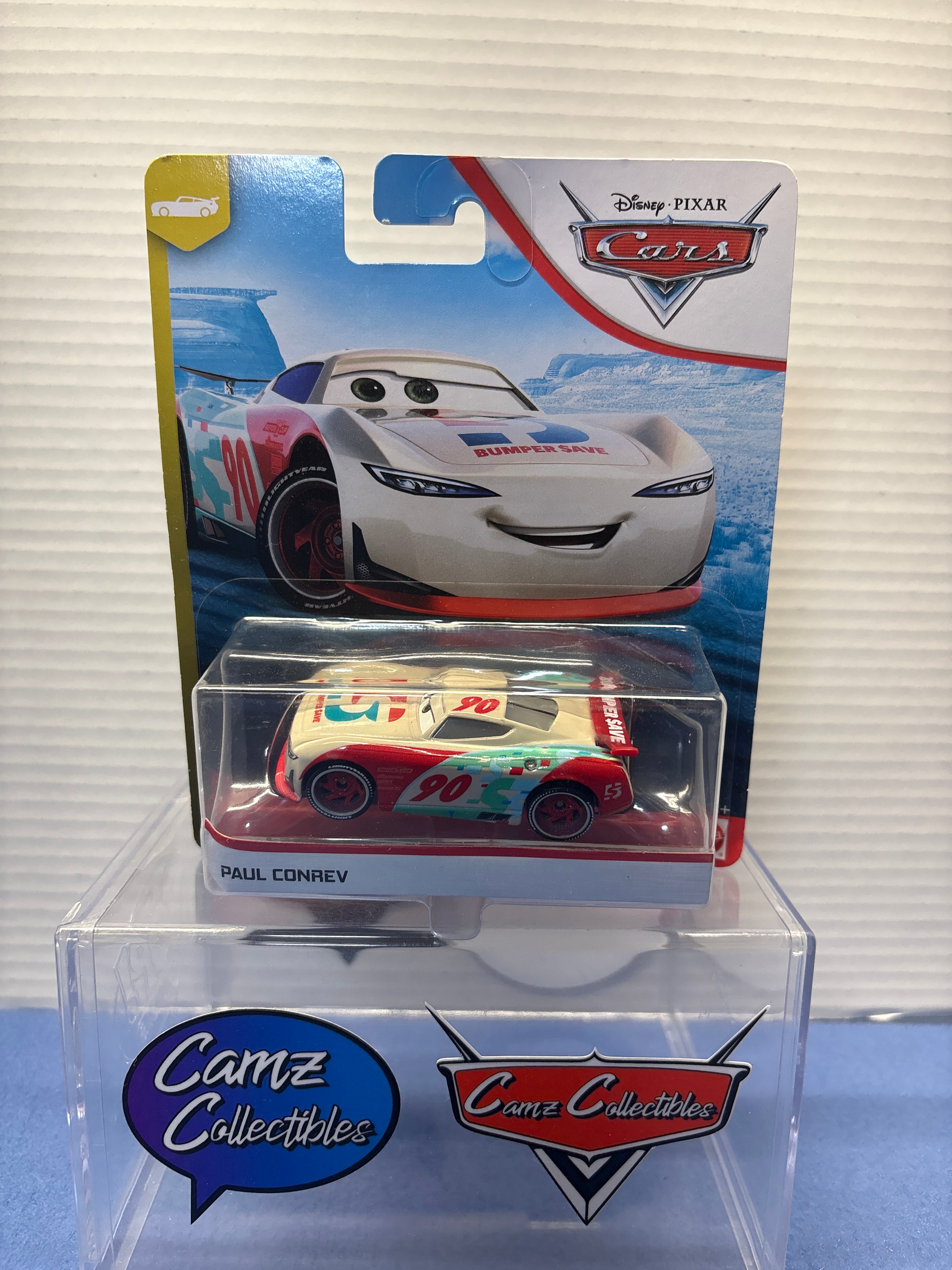 Disney Pixar Cars Paul Conrev #90  Bumper Save on Next Gen Piston Cup Racers card