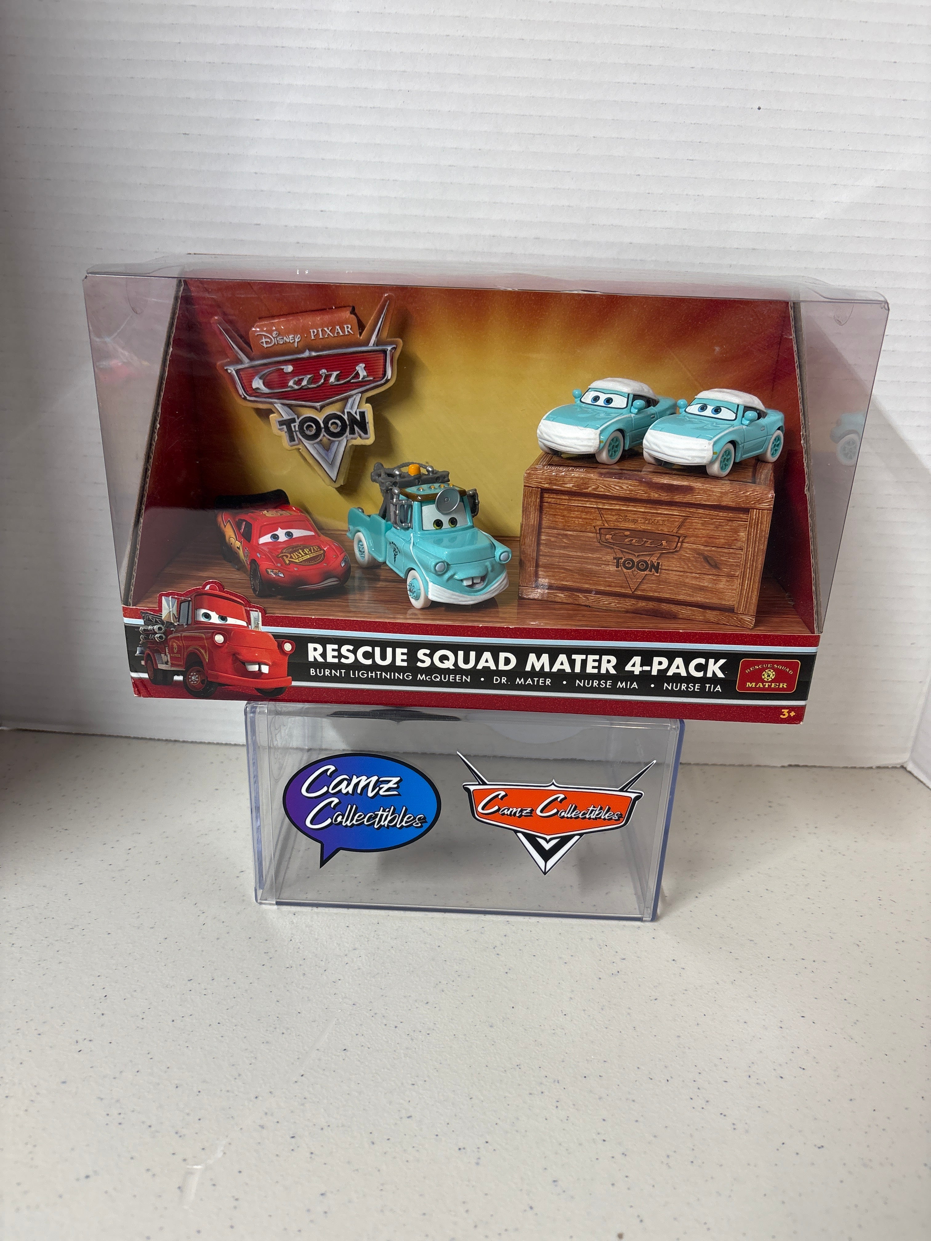 Disney Pixar Cars Rescue Mater 4-Pack Burnt Lightning, Dr. Mater, Nurse Mia & Tia